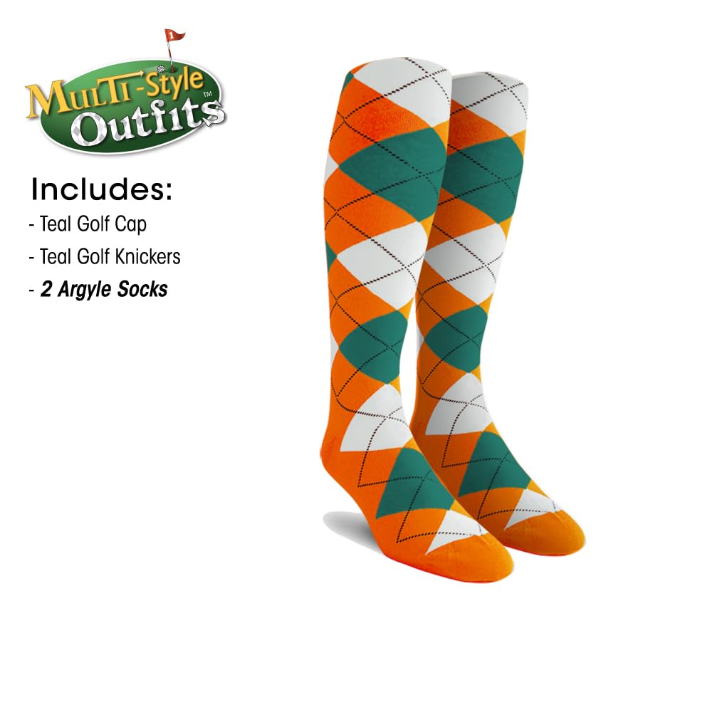 Men's Teal Golf Outfit Set - Matching Knickers, Cap & 2 Over-The-Calf Socks - Stylish Golf Attire for Casual Play & Tournaments