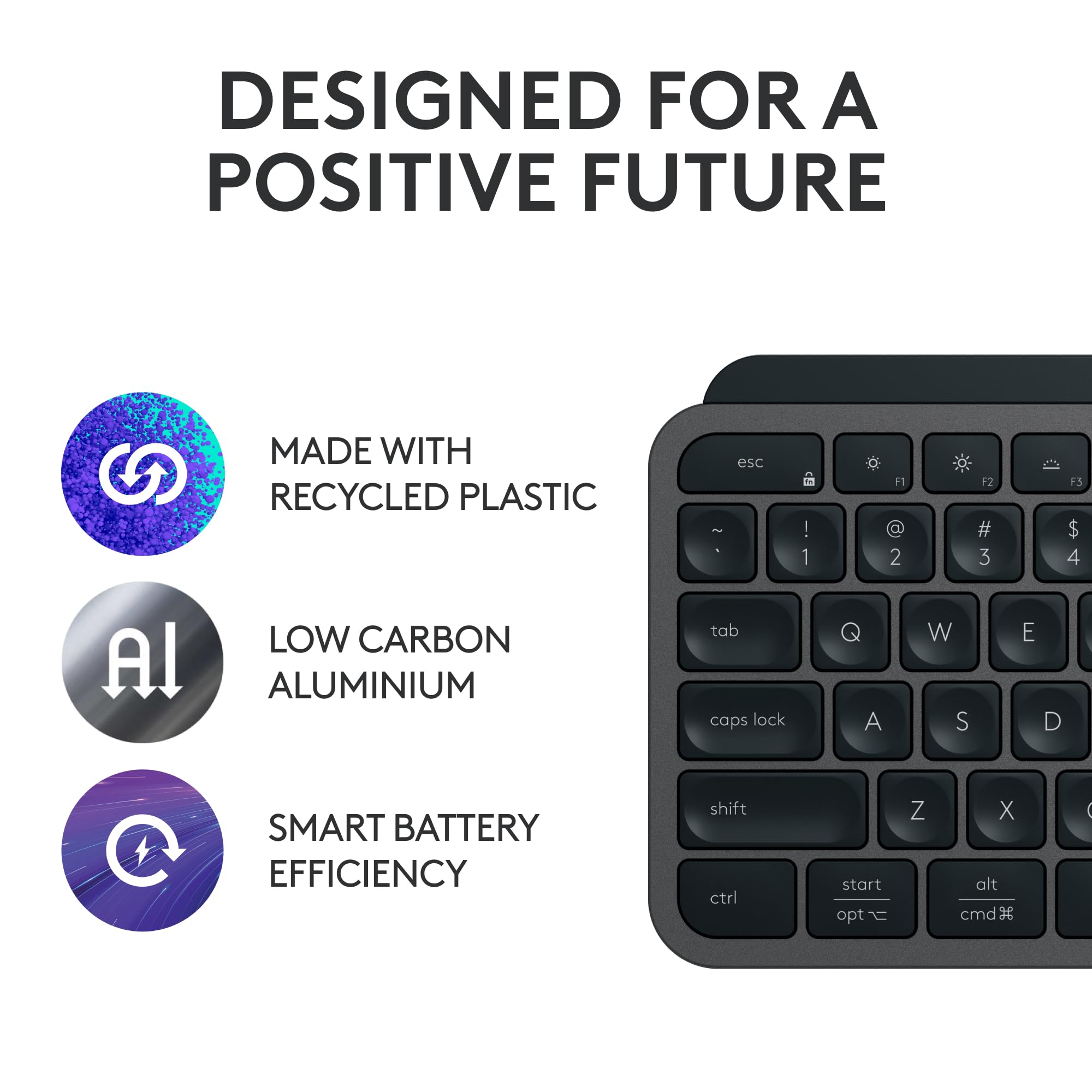 Logitech MX Keys S Wireless Keyboard - Low Profile, Quiet Typing, Backlit, Bluetooth, USB-C Rechargeable for Windows, Mac, Linux, Chrome (Graphite) | Perfect for Home Office, Gaming & Productivity