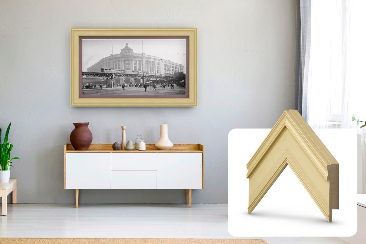 Antique White Smart TV Frame - Compatible with Samsung The Frame TV 32 Inch (2021-2025 Models) | Decorative TV Cover for Living Room & Bedroom