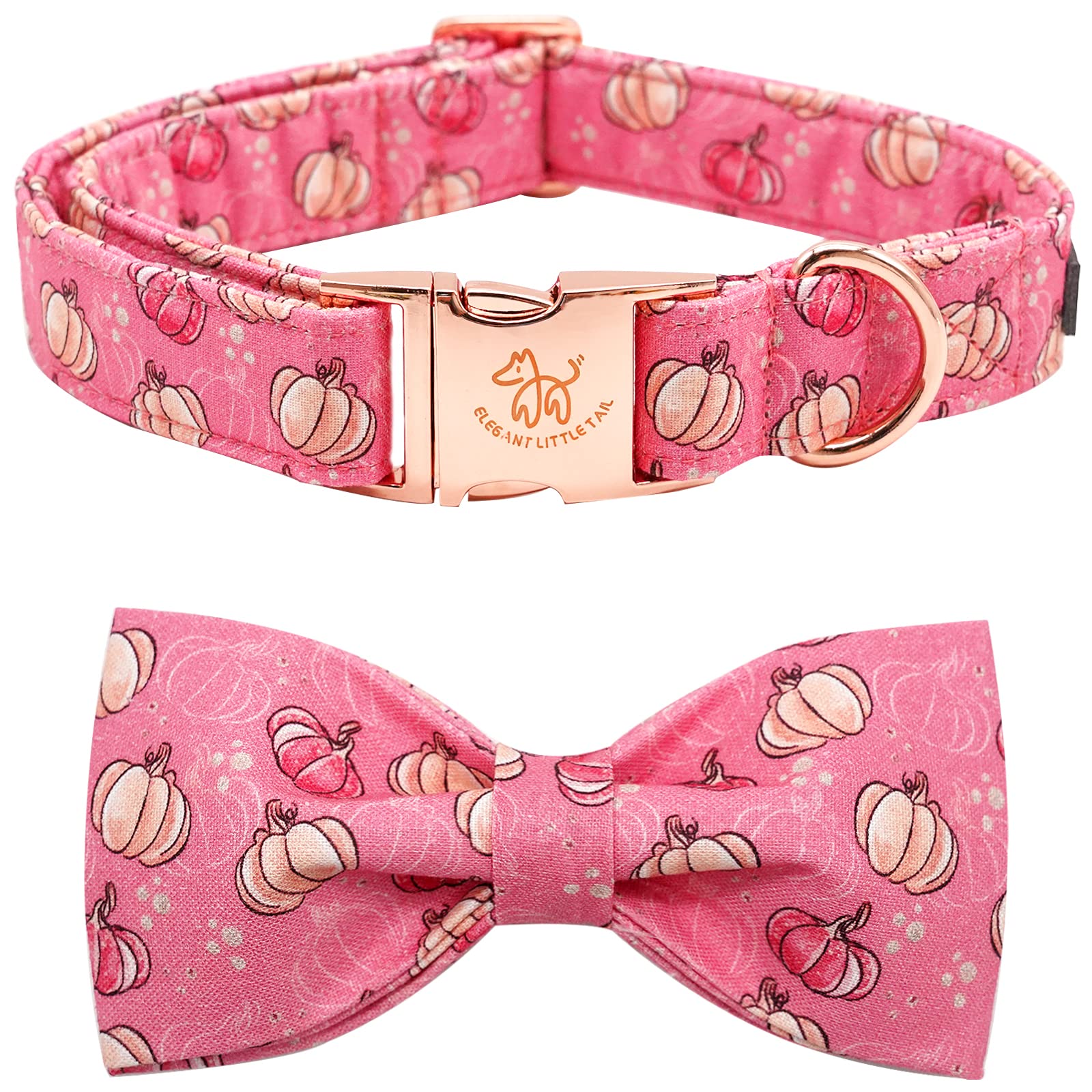 Elegant Bow Dog Collar with Adjustable Bowtie - Halloween Pumpkin Pet Collar for Small Medium Large Dogs | Perfect for Costume Parties, Pet Photos & Special Occasions