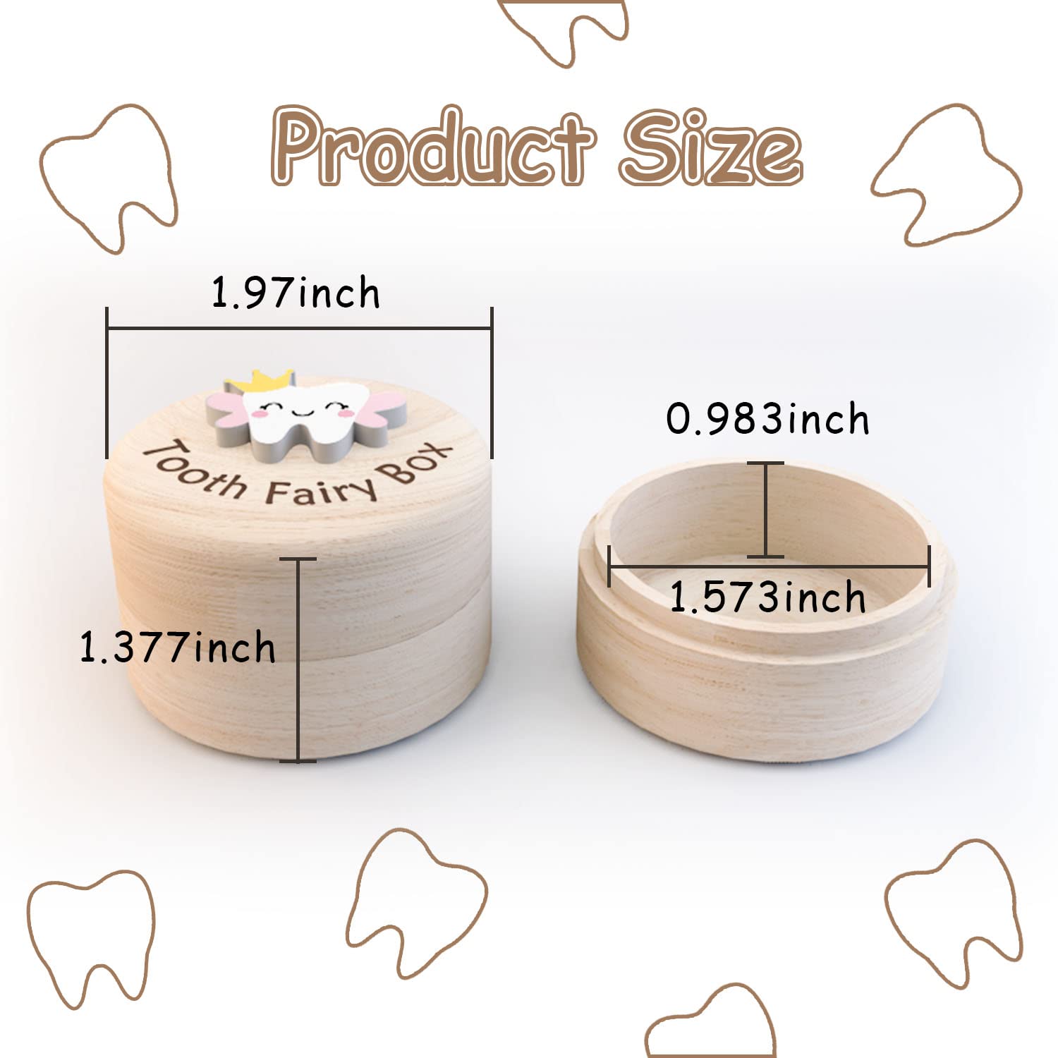 **Cute Carved Wooden Tooth Fairy Box for Girls - 3D Tooth Keepsake Storage, Lost Teeth Holder, Unique Gift for Little Girls | Perfect for Bedtime Rituals & Childhood Memories**