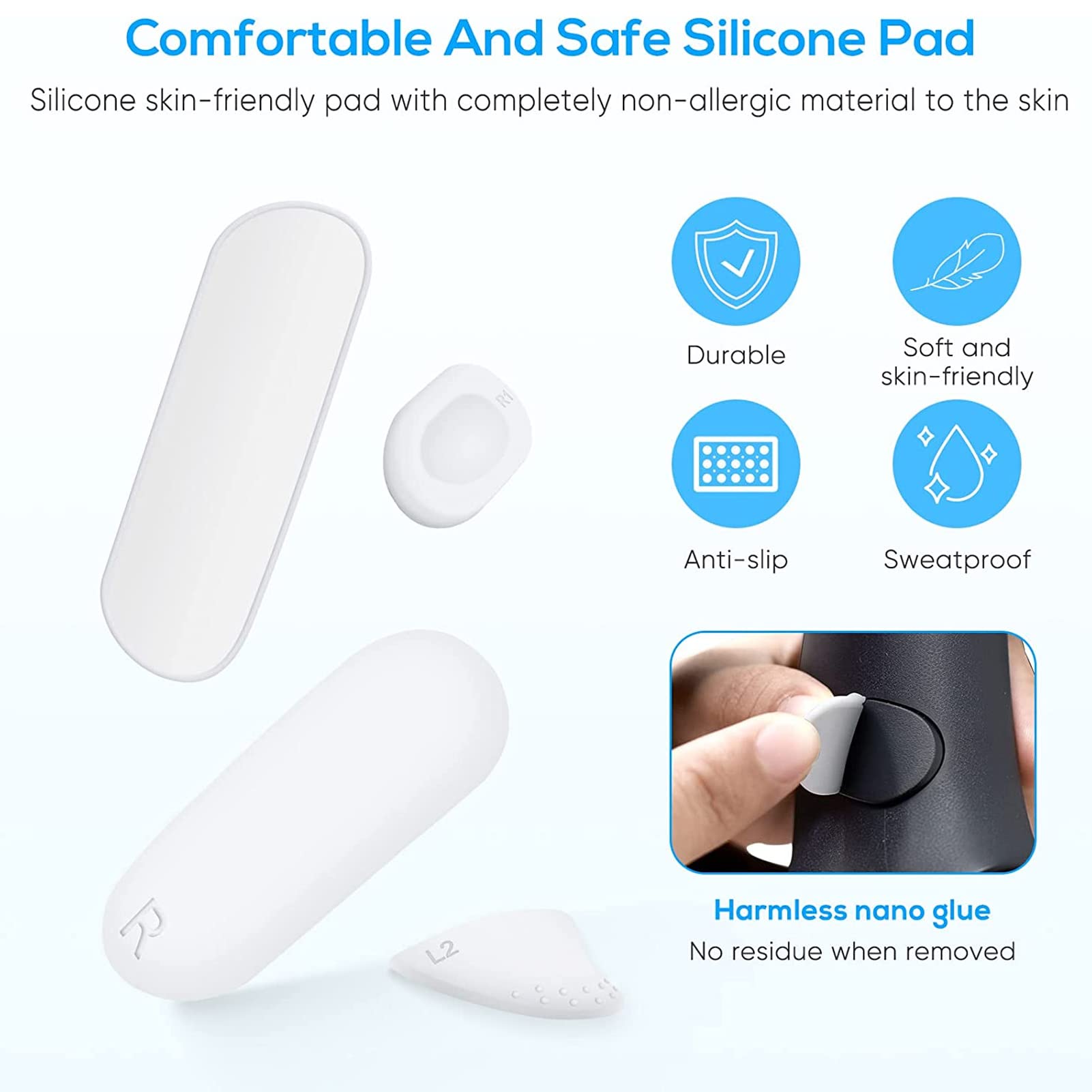Non-Slip Sweatproof Silicone Game Controller Pad - No Residue Button Protector for PS VR2 Sense | Perfect for VR Gaming, Long Play Sessions & Competitive eSports