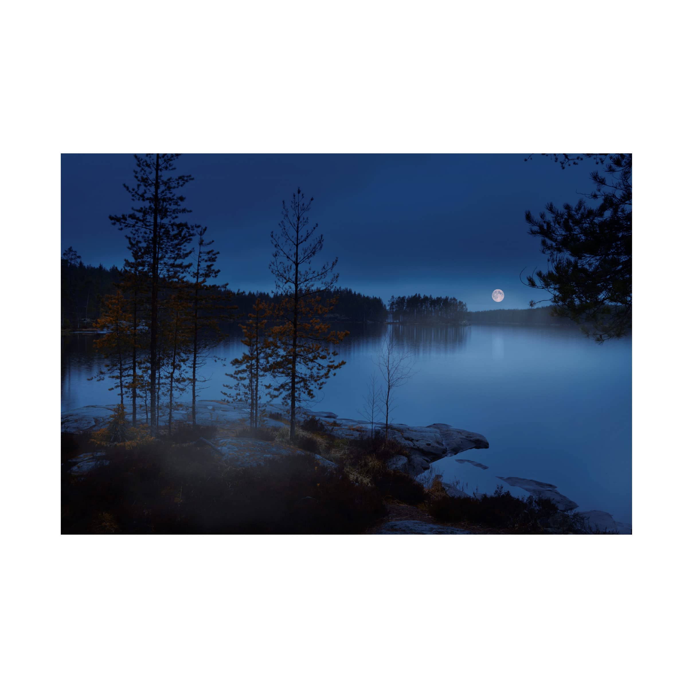Trademark Fine Art 'Night Mist' Canvas Wall Art by Nikki Georgieva - Abstract Landscape Painting for Living Room, Bedroom & Office Decor