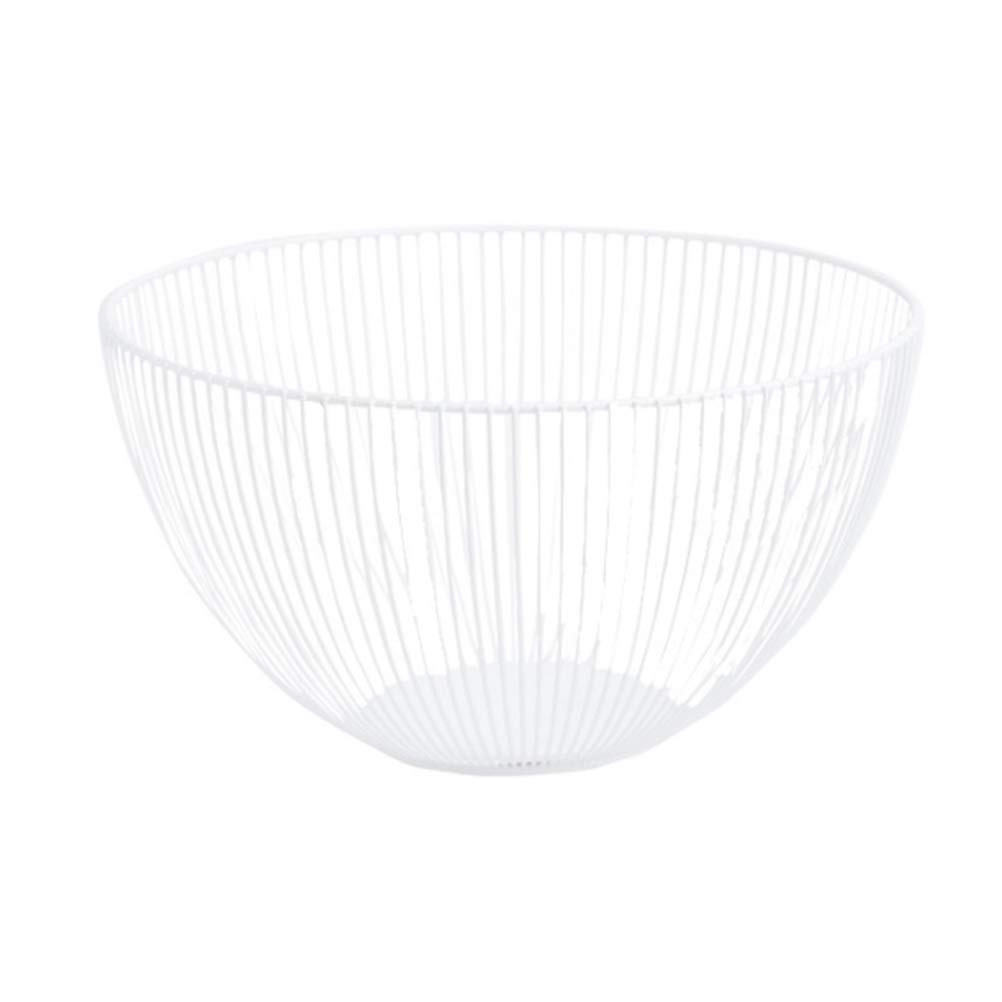 DOITOOL Stainless Steel Fruit Basket with Drain Holes - 1pc Kitchen Vegetable Drainer Basket for Fruits, Veggies, and Dishware - Rustproof Hollow Design for Countertop Storage (White) - Perfect for Kitchen Organization, Fruit Display, and Dish Drying