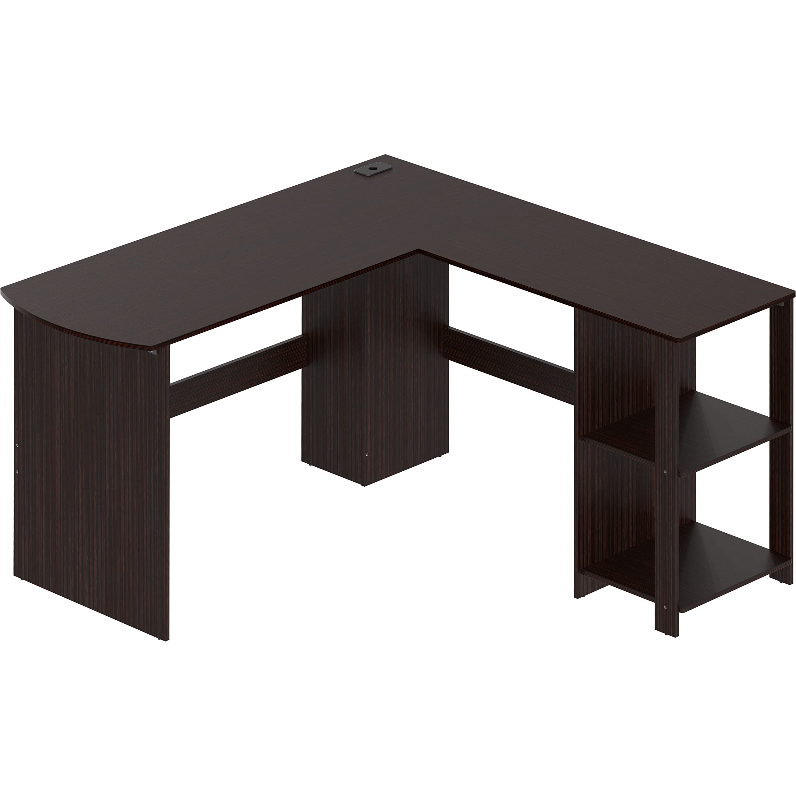 SHW L-Shaped Home Office Wood Corner Desk with Keyboard Tray, Espresso Finish - Perfect for Small Spaces, Gaming & Workstation Setup