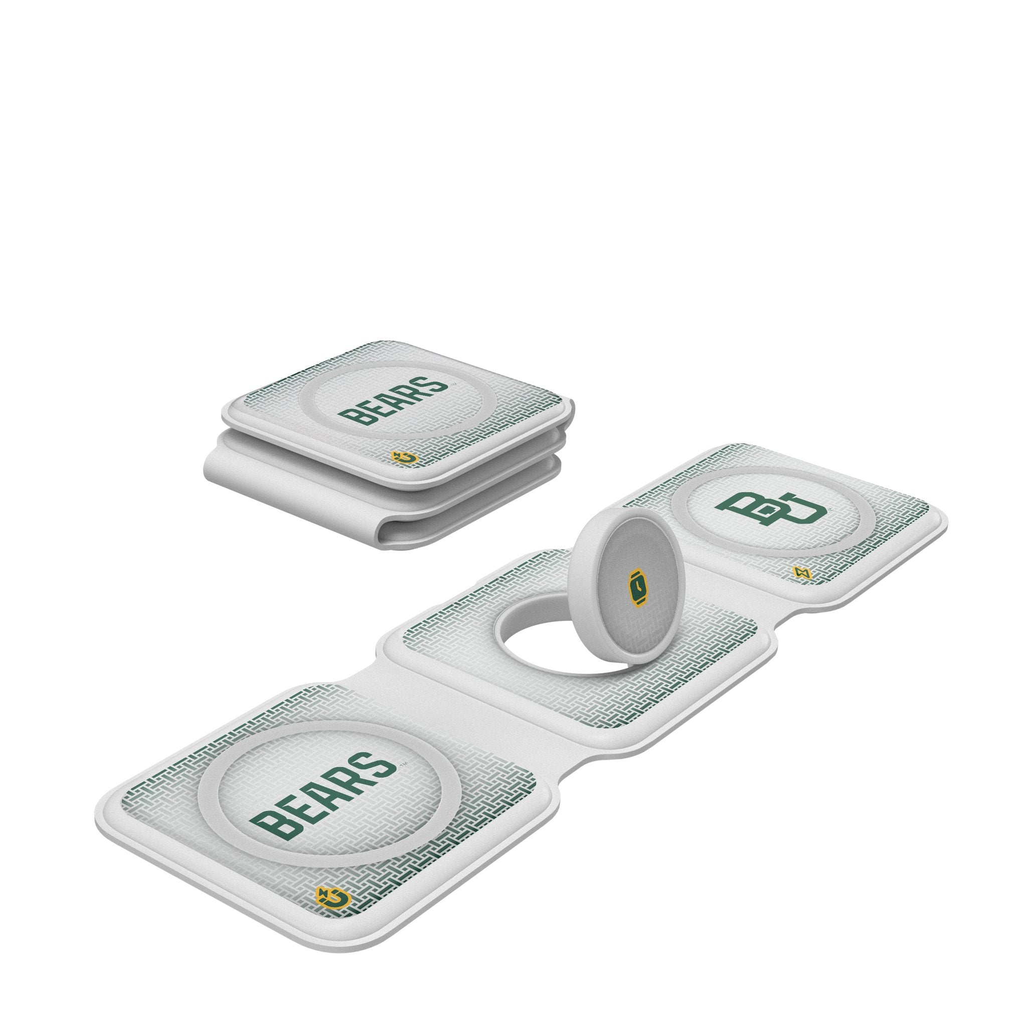 Baylor University Bears Linen Foldable 3-in-1 Charger - Fast Charging for iPhone, Android & AirPods - Perfect for Travel, Office & Home Use