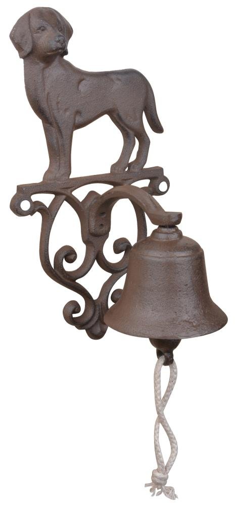 Esschert Design Rustic Cast Iron Doorbell with Dog Figure - Vintage Style Home Decor for Porch, Garden & Farmhouse Entryway