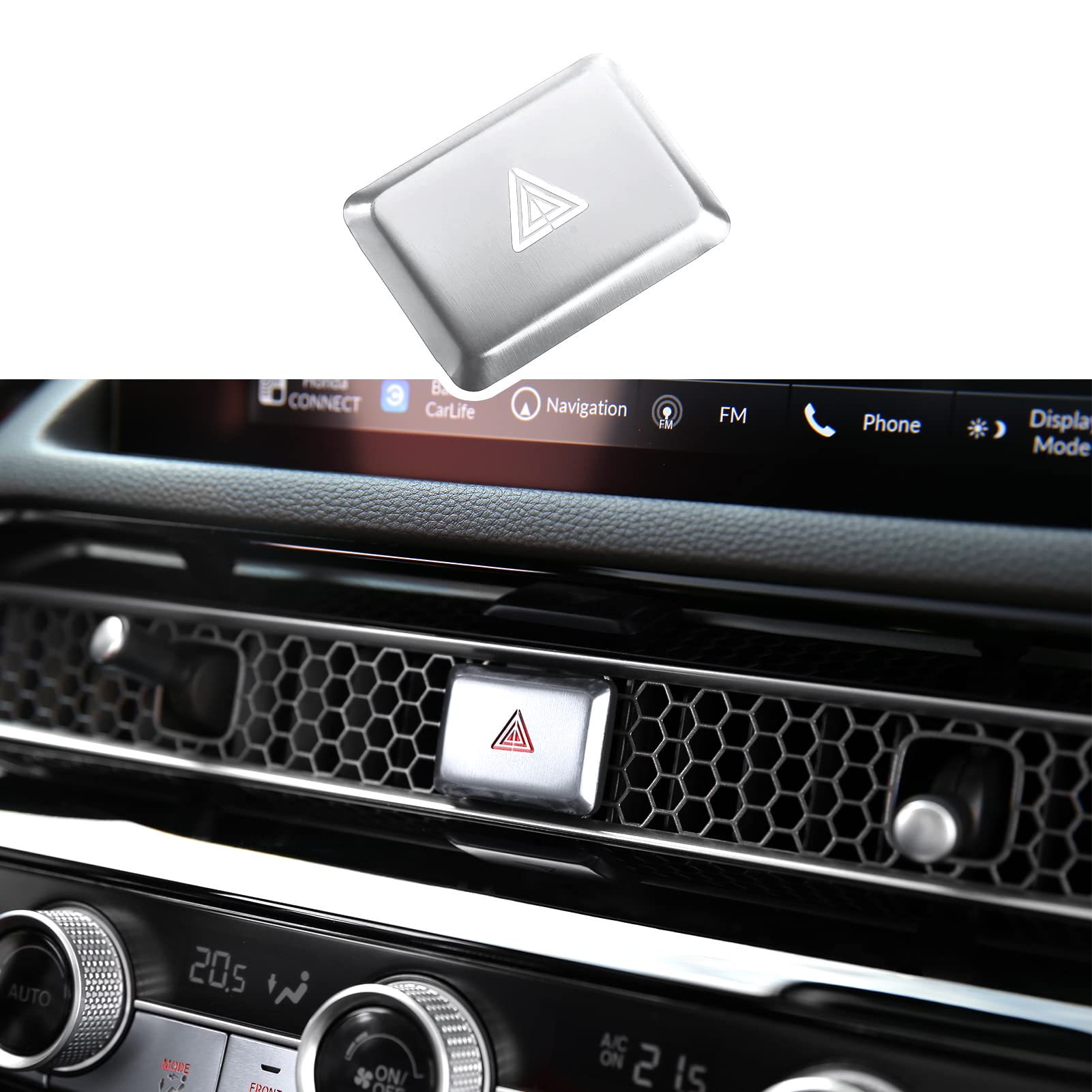 Honda Civic 2022-2025 & Accord CR-V HR-V 2023-2025 Car Accessories - Silver Center Console Air Vent Cover with Hazard Warning Light Push Button | Perfect for Interior Protection & Style Upgrade