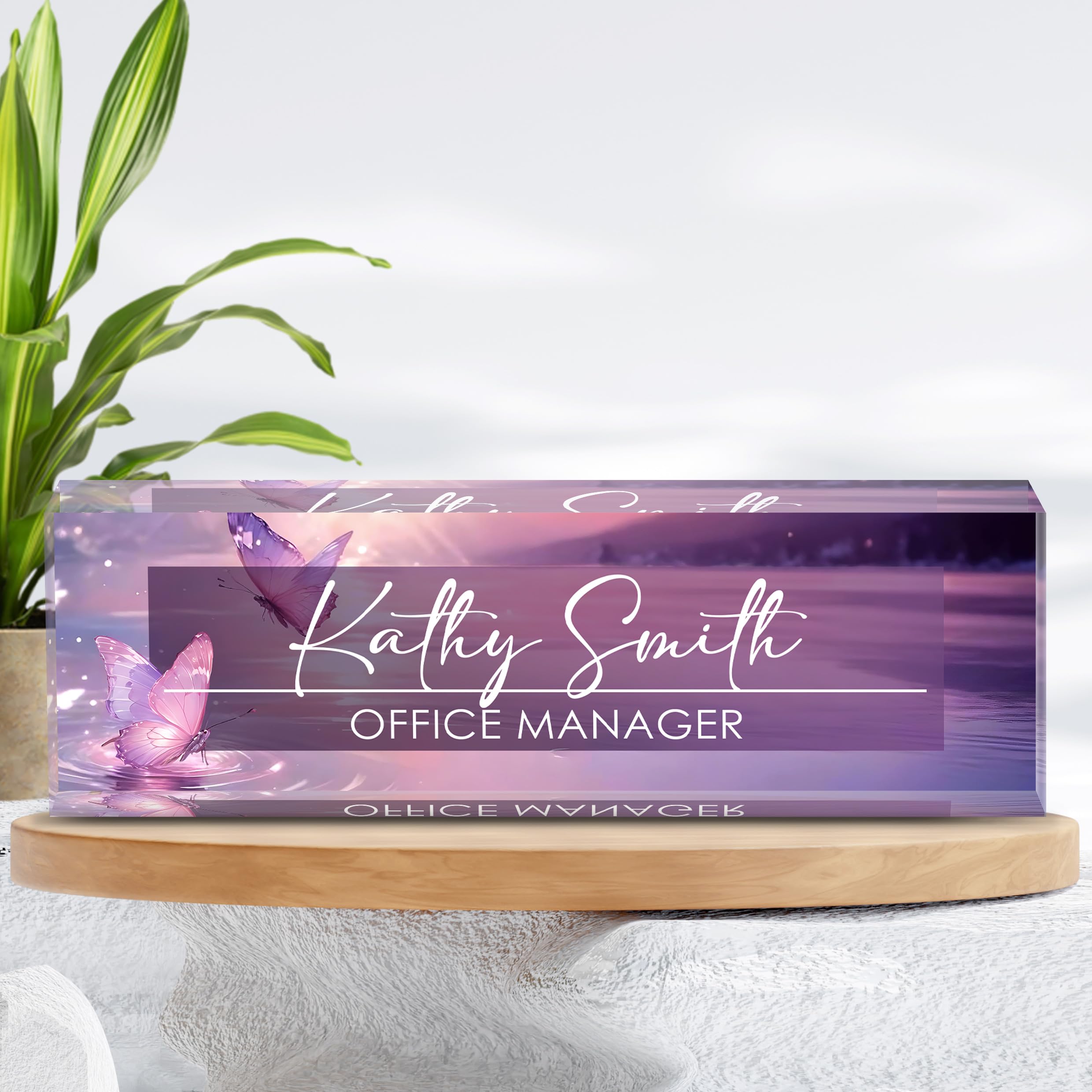 Personalized Acrylic Desk Name Plate - Custom Office Name Sign for Boss, Teacher, Coworkers & Employees | Professional Desk Accessory for Office, Home & Workstation Decor