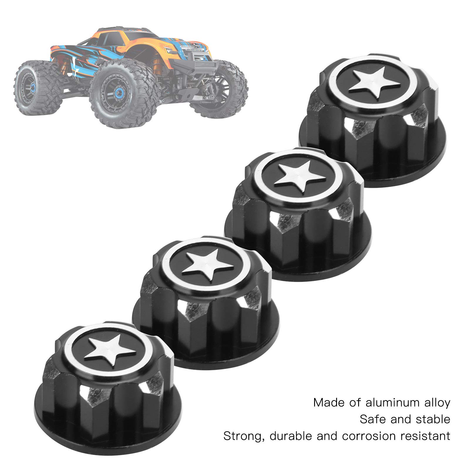 **Dilwe 4pcs Aluminum Alloy RC Wheel Hub Dust Cover for Traxxas 1/10 RC Car - Upgrade & Replacement Parts (Black) - Perfect for Off-Road Racing & RC Car Maintenance**