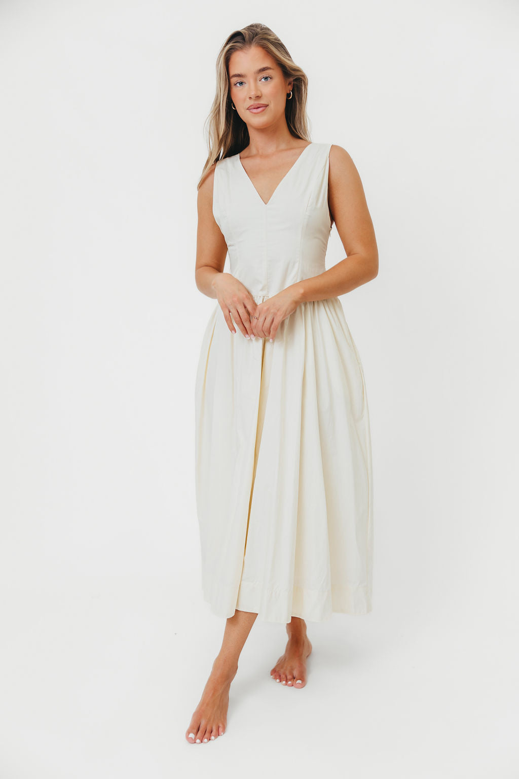 Cece 100% Cotton Off White Maxi Dress with Bow Detail - Elegant Summer Beach Dress for Women, Perfect for Vacations, Weddings & Outdoor Parties