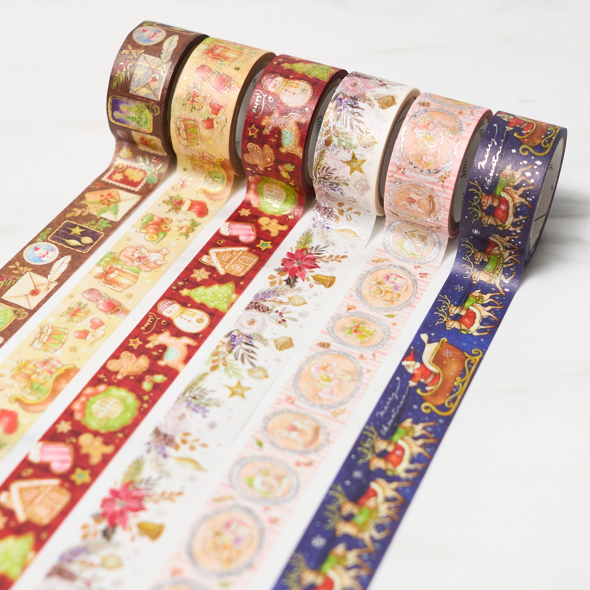 2024 Christmas Series Foil Masking Tape - Festive Decorative Washi Tape for Scrapbooking, Gift Wrapping & Holiday Crafts (SAIEN) - Perfect for DIY Projects, Bullet Journals & Christmas Decorations