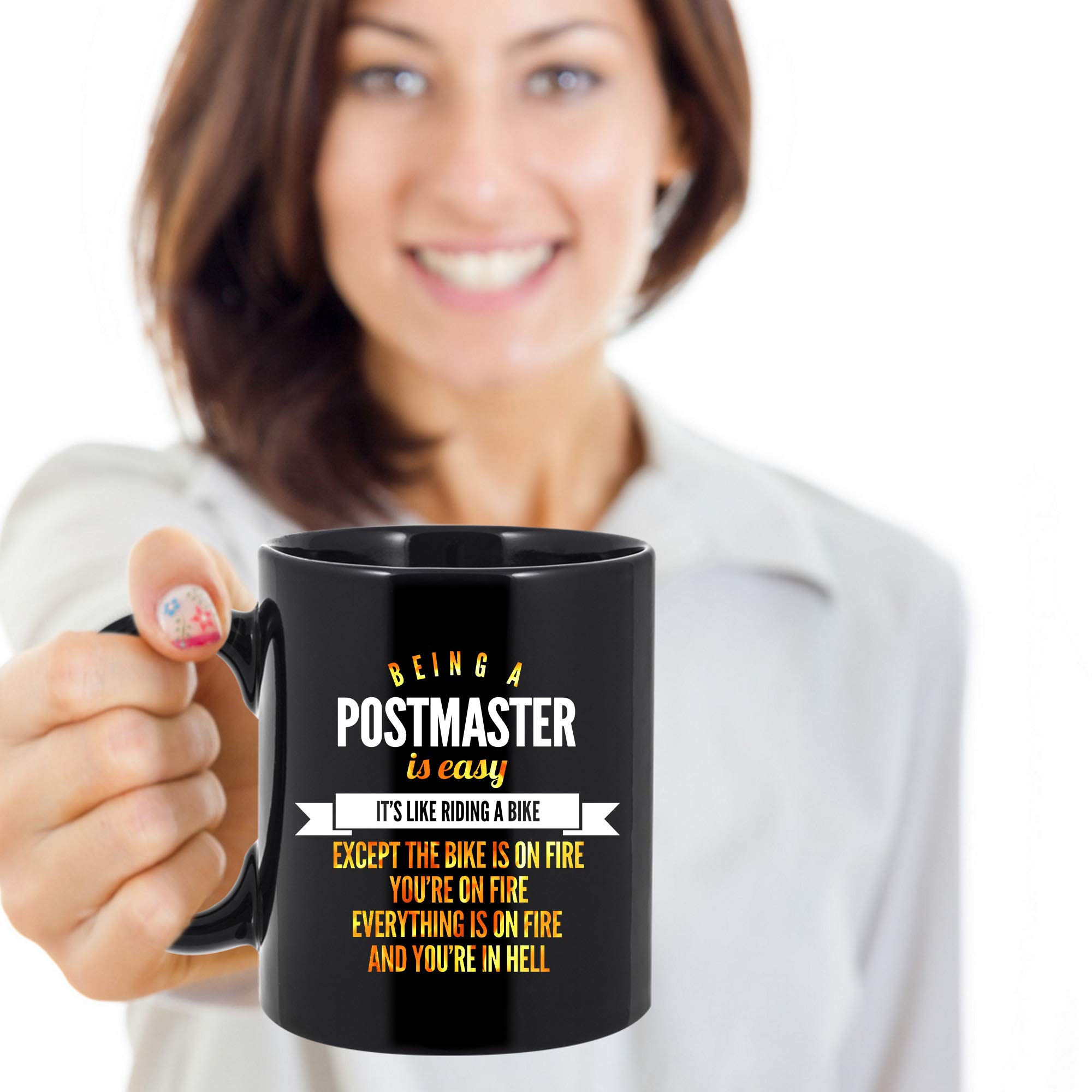 Funny Postmaster Coffee Mug - 11 oz Black Ceramic Cup - Hilarious Gift for Postal Workers, Women & Men - Perfect for Office Humor, Coworker Gifts & Stress Relief at Work