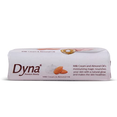 Dyna Milk Cream & Almond Oil Extracts Bathing Soap - 100g x 5 Bars | Moisturizing & Nourishing for Dry Skin | Perfect for Daily Shower & Spa Relaxation