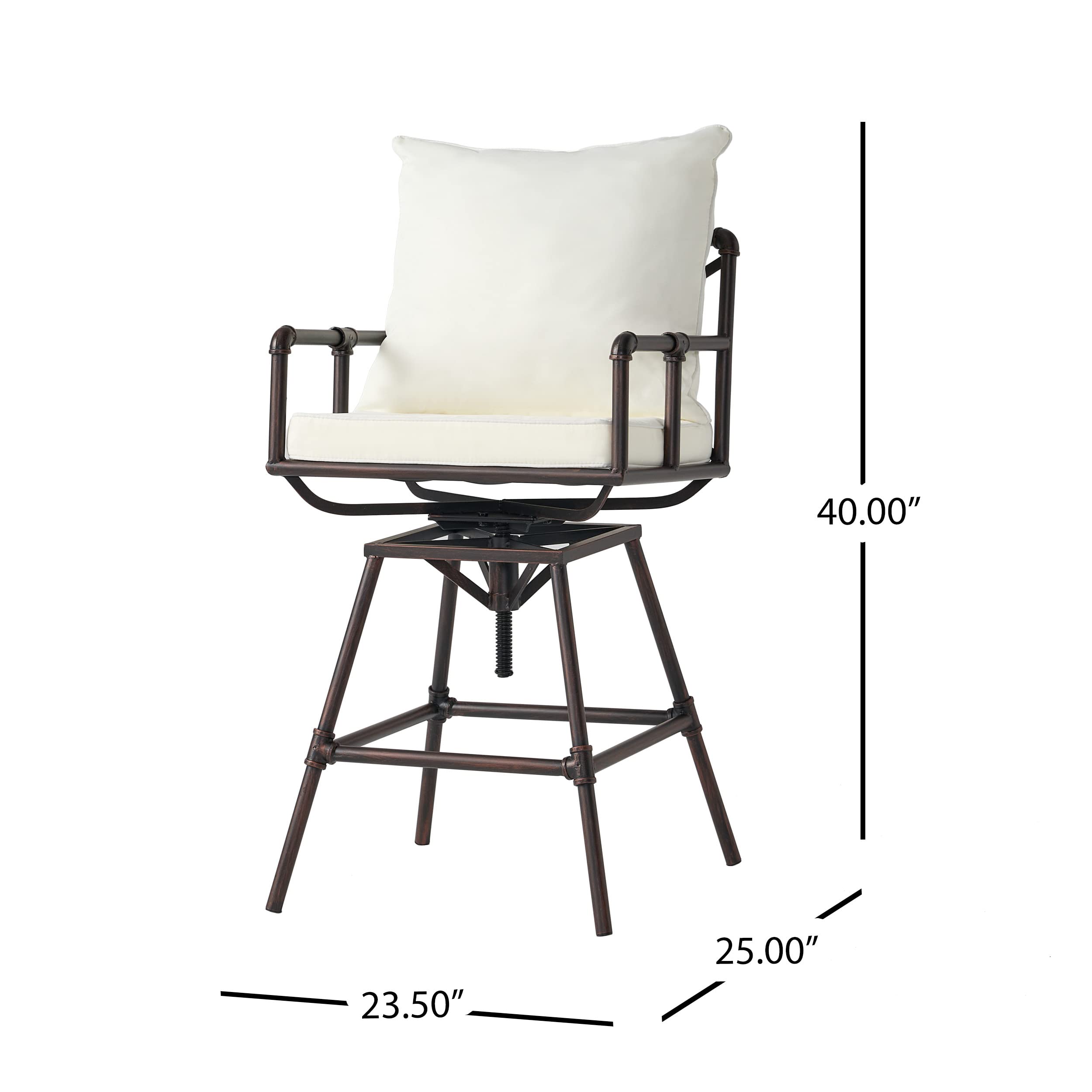 Christopher Knight Home Northrup Pipe Outdoor Adjustable Barstool, Black Copper - Patio, Deck, Garden & Poolside Bar Height Stool for Outdoor Entertaining