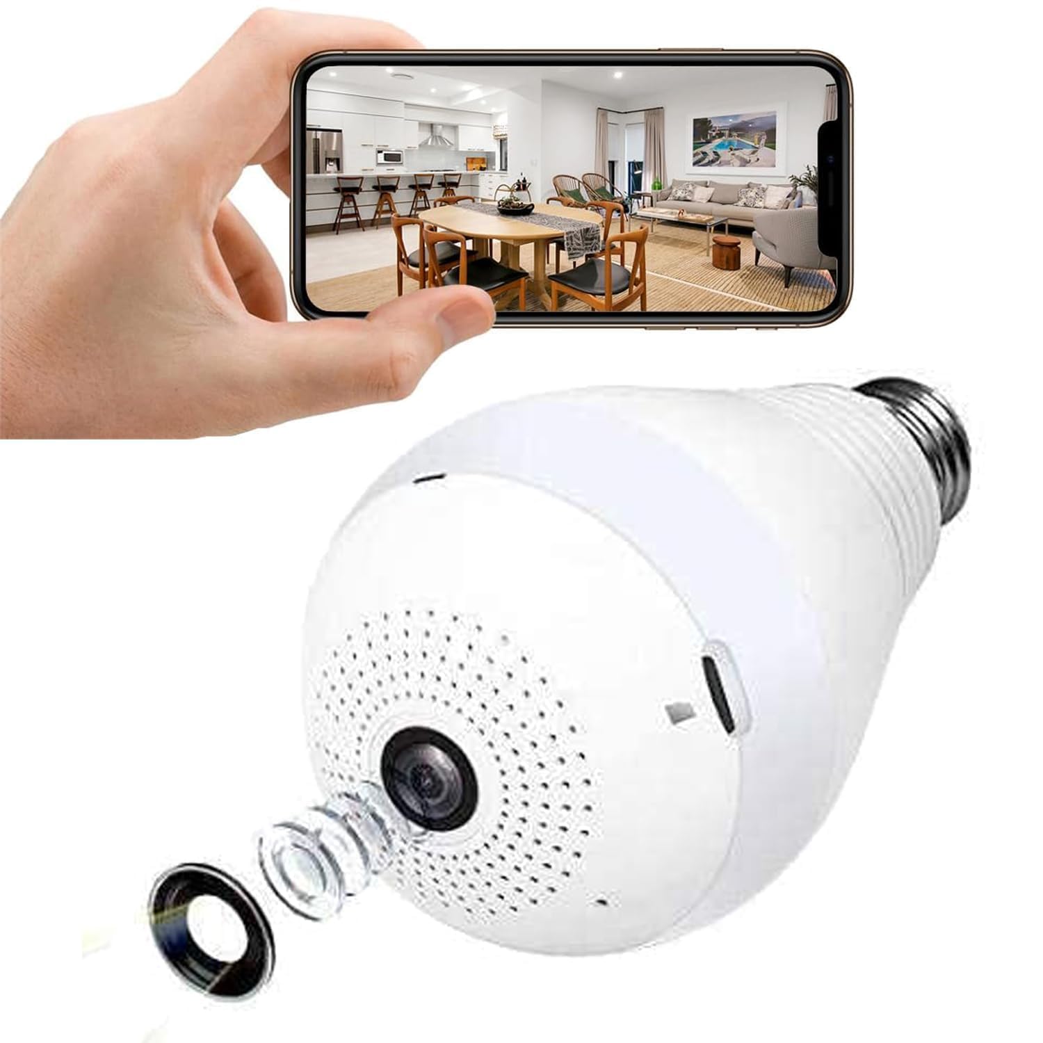 EYETECH 360 1080P HD Dual Lens Wireless WiFi Security Camera - 2.4GHz Smart Home Surveillance System with Night Vision & Motion Detection, Perfect for Baby Monitor, Pet Camera, Indoor/Outdoor Use