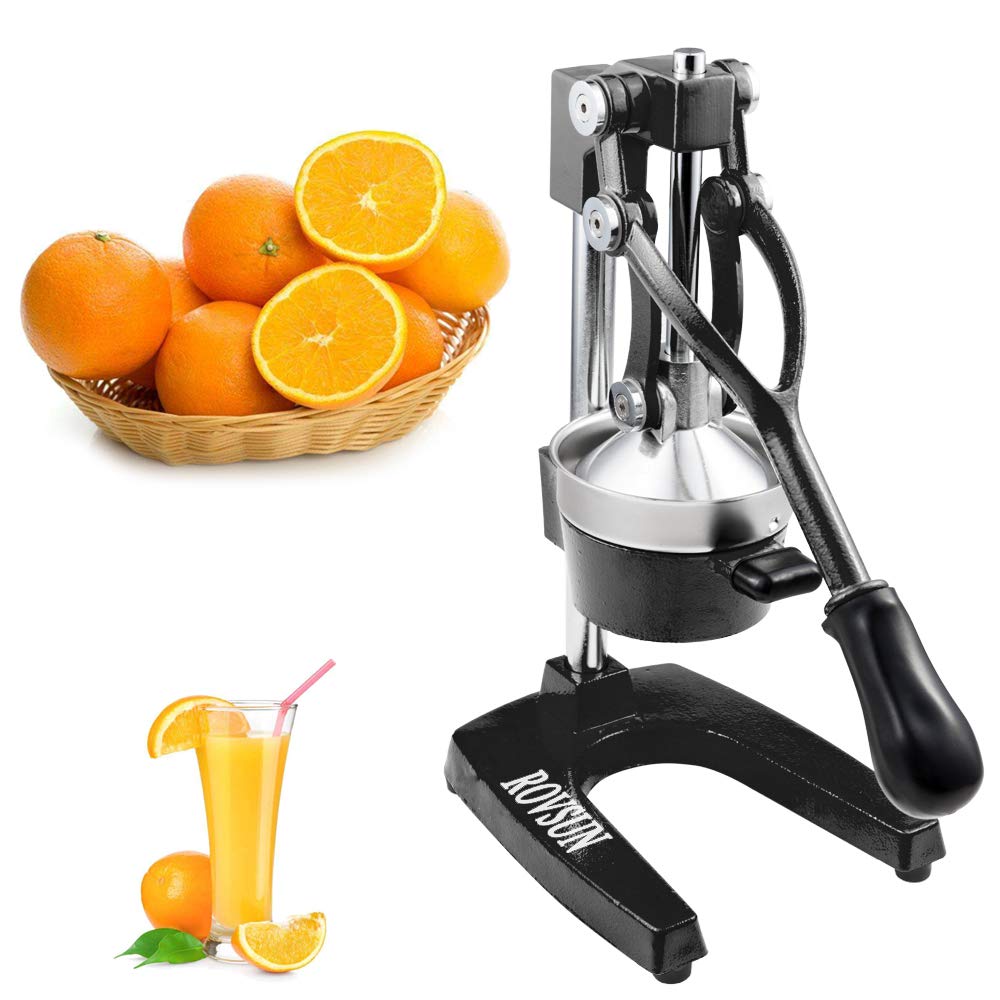 ROVSUN Heavy Duty Manual Citrus Juicer - Commercial Grade Lemon, Orange, Pomegranate & Lime Press - Black Stand for Fresh Juice Bars, Restaurants & Home Kitchen Use