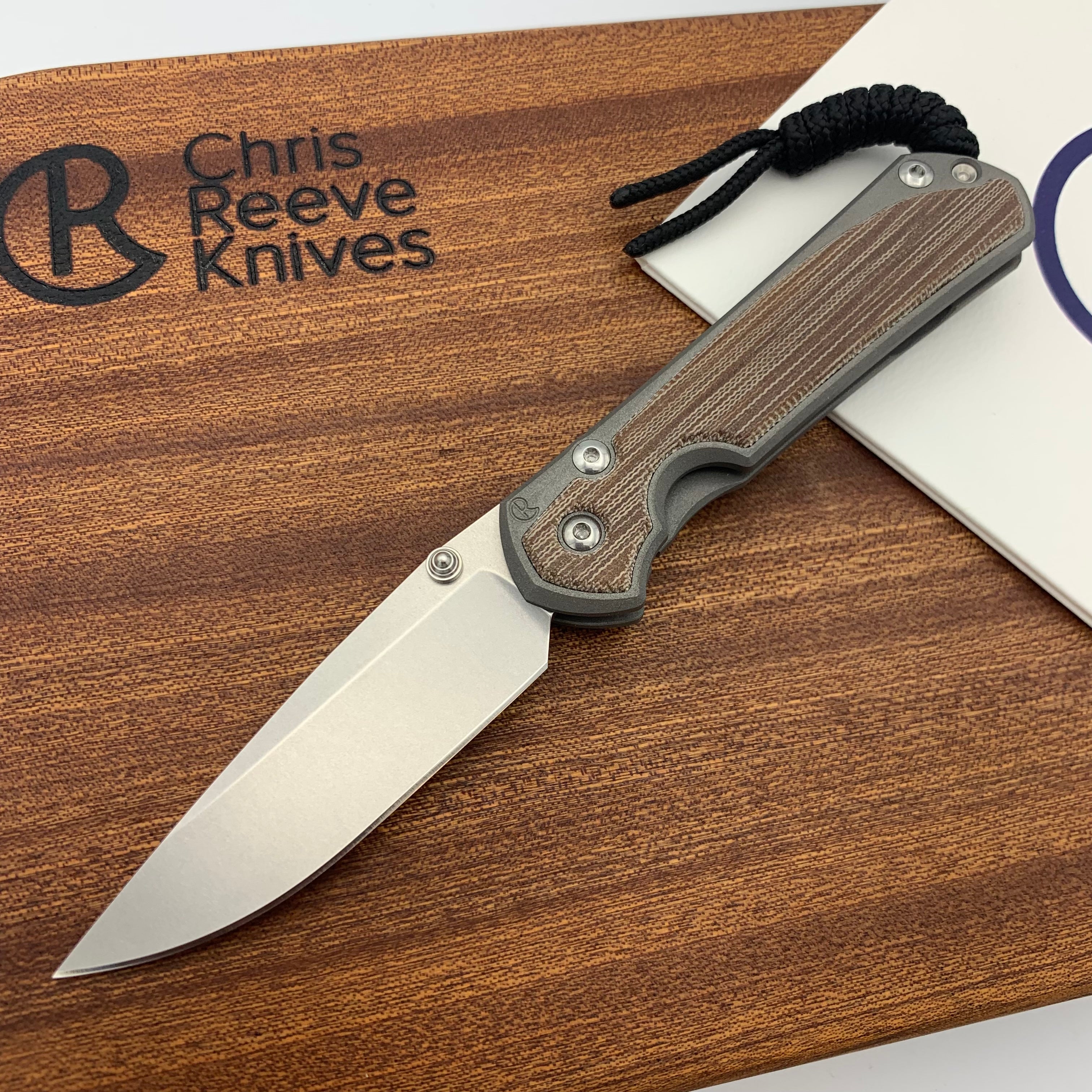 Chris Reeve Knives Small Sebenza 31 Drop Point Folding Knife with Double Silver Lug & Natural Canvas Micarta Inlays - EDC, Outdoor, Camping, Hunting, Survival Gear