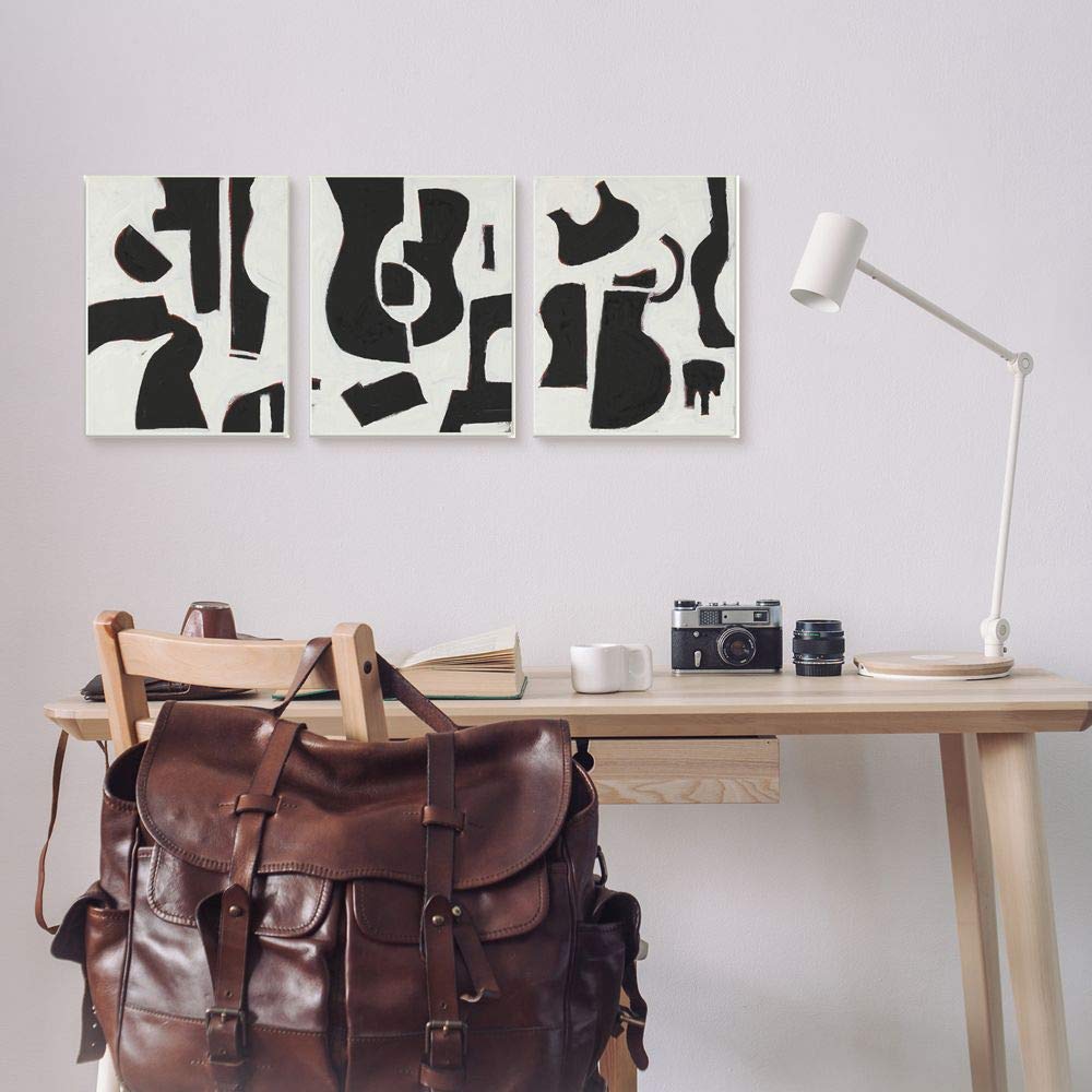 Stupell Industries Abstract Guitar Shapes Black and White Wall Art Set of 3 - 11x14 Inches Each - Modern Home Decor for Living Room, Bedroom & Office