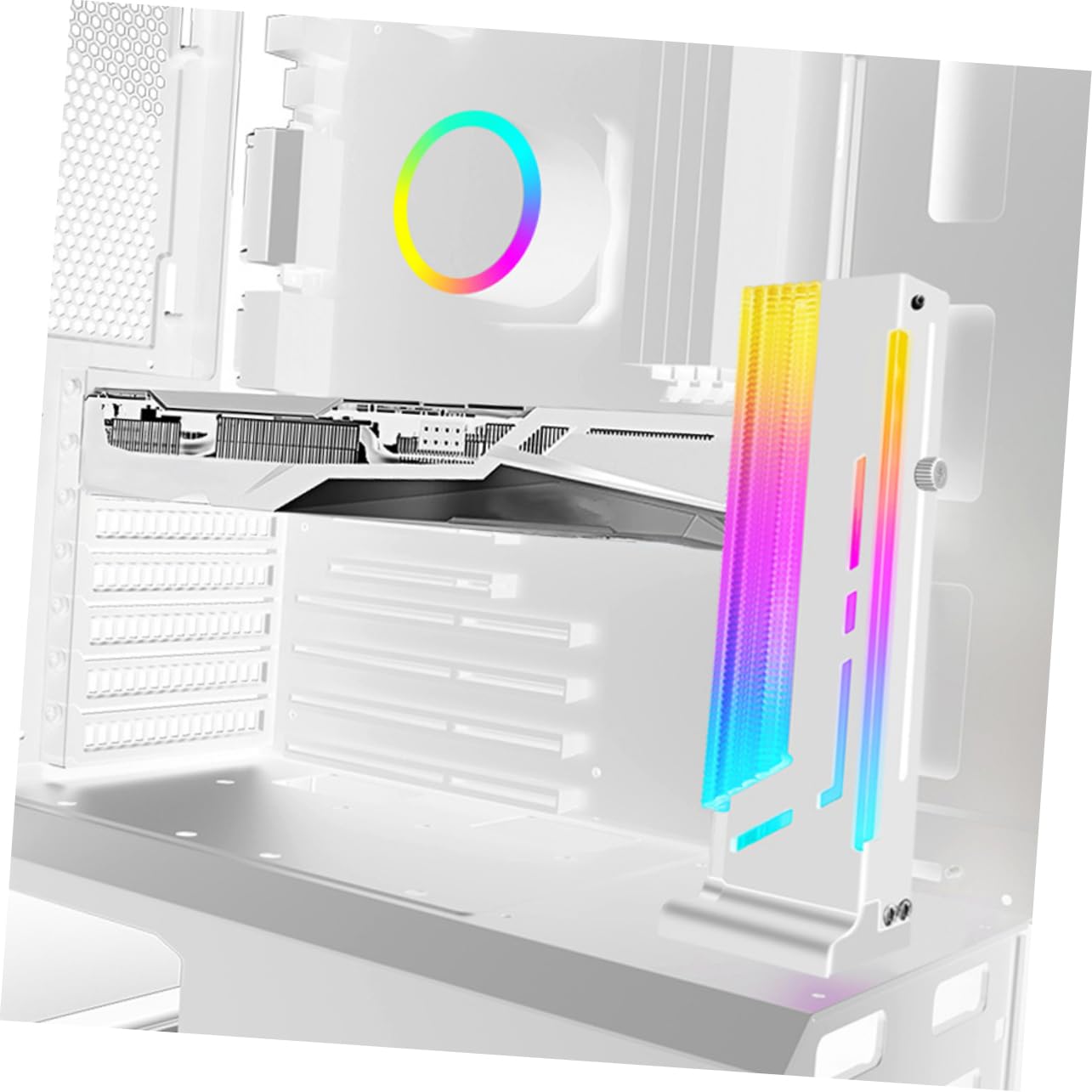 Gatuida Sturdy GPU Support Bracket - Magnetic Graphics Card Holder for PC Case, Anti-Slip Design, White - Perfect for Gaming Rigs & Workstation PCs
