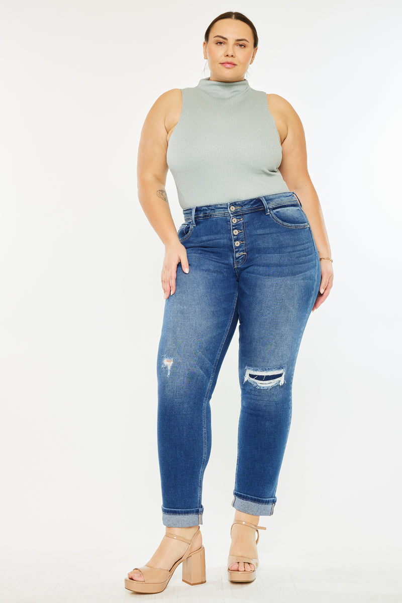 Klover Mid Rise Slim Straight Leg Jeans for Women - Plus Size Denim Pants (Sizes 14-24) - Comfortable & Stylish for Casual Wear, Office & Everyday Outfits