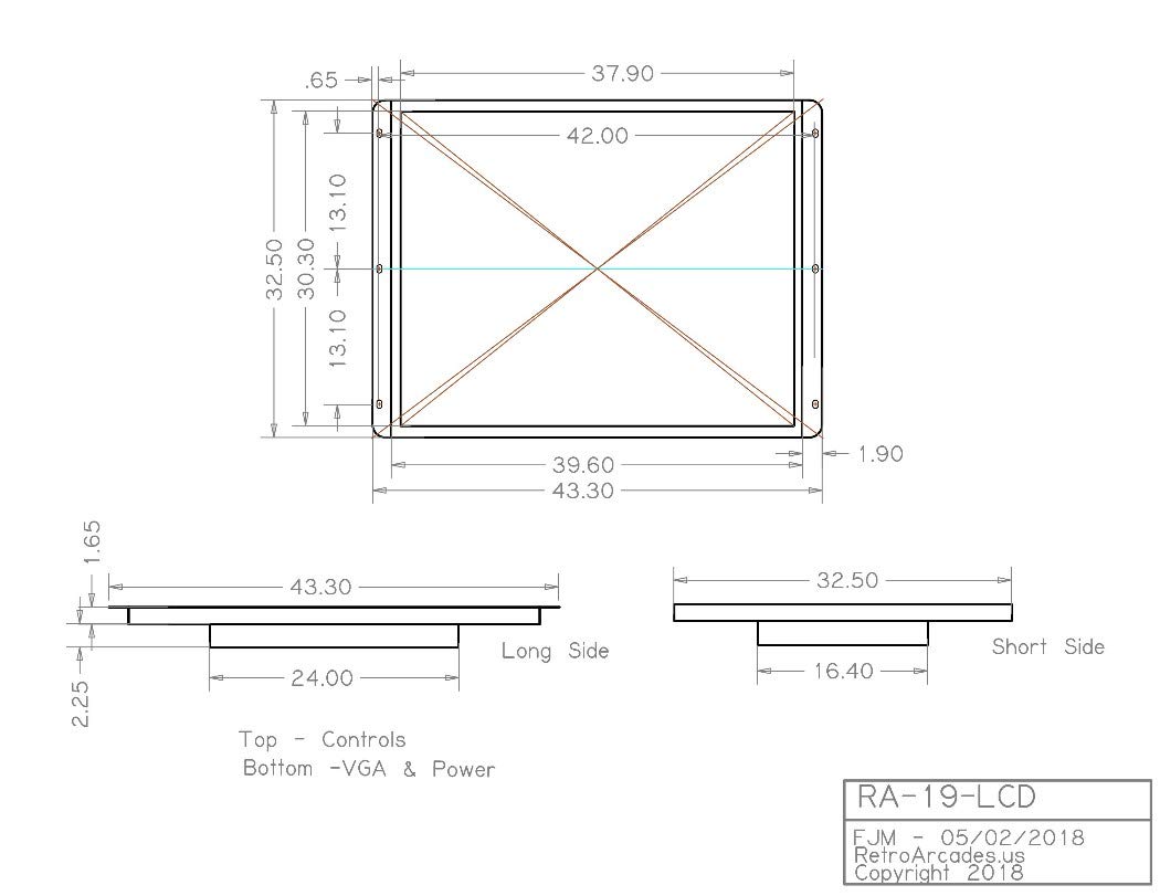 19 Inch LED Arcade Monitor for Jamma & MAME - Perfect for Cocktail Game Cabinets and Retro Arcade Machines