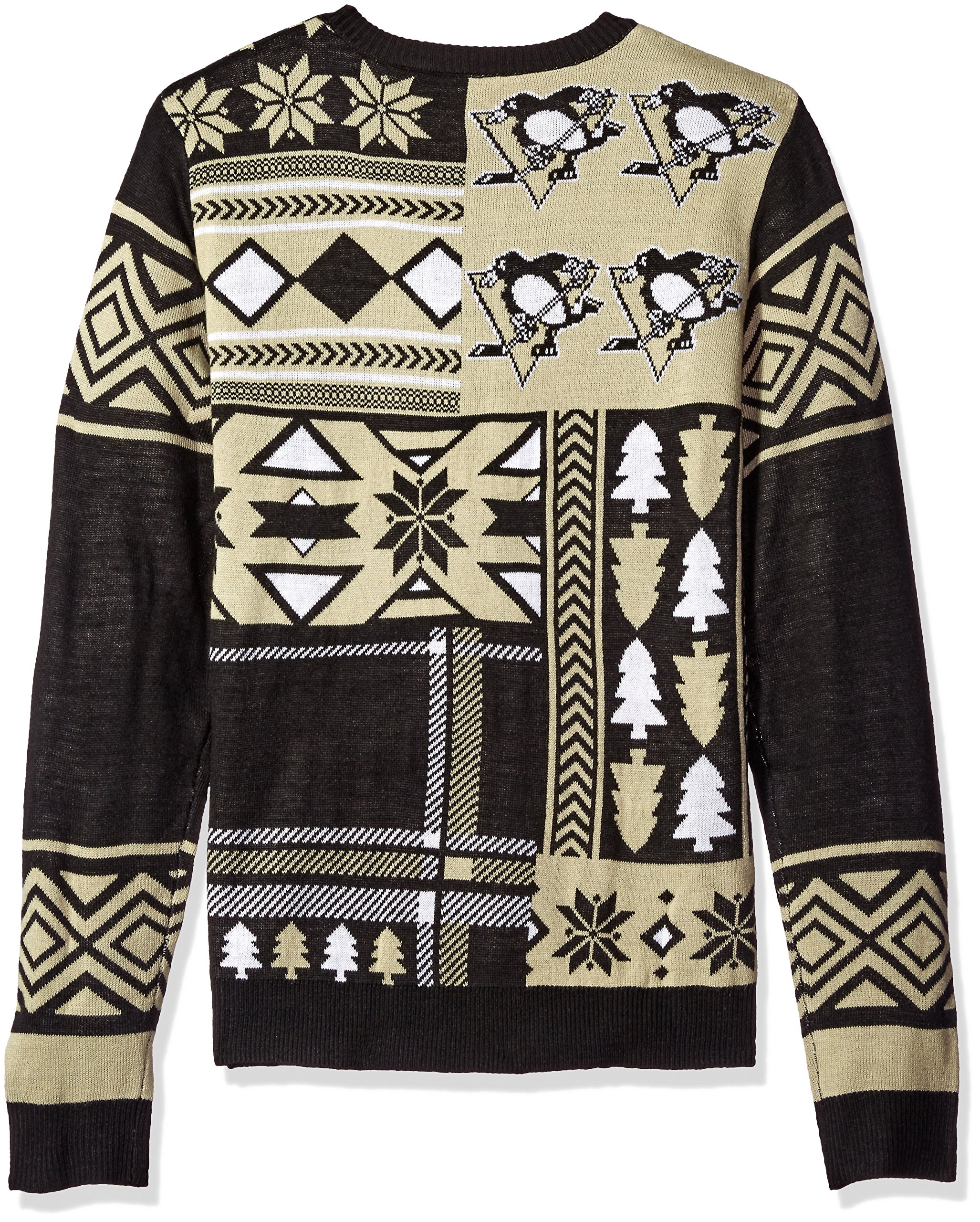 FOCO Pittsburgh Penguins Ugly Christmas Sweater - Crew Neck Holiday Pullover with Team Patches - Small Size - Perfect for NHL Games & Festive Parties