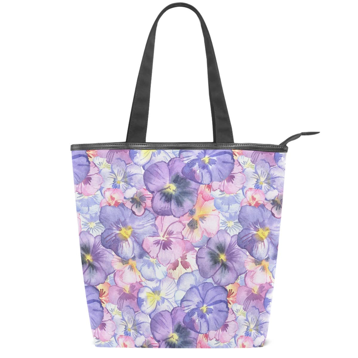 Stylish Canvas Tote Bag with Daisy Print - Women's Fashion Shoulder Bag for Shopping, Work & Daily Use | Eco-Friendly Reusable Grocery Tote Purse | Perfect for Office, Beach & Casual Outings
