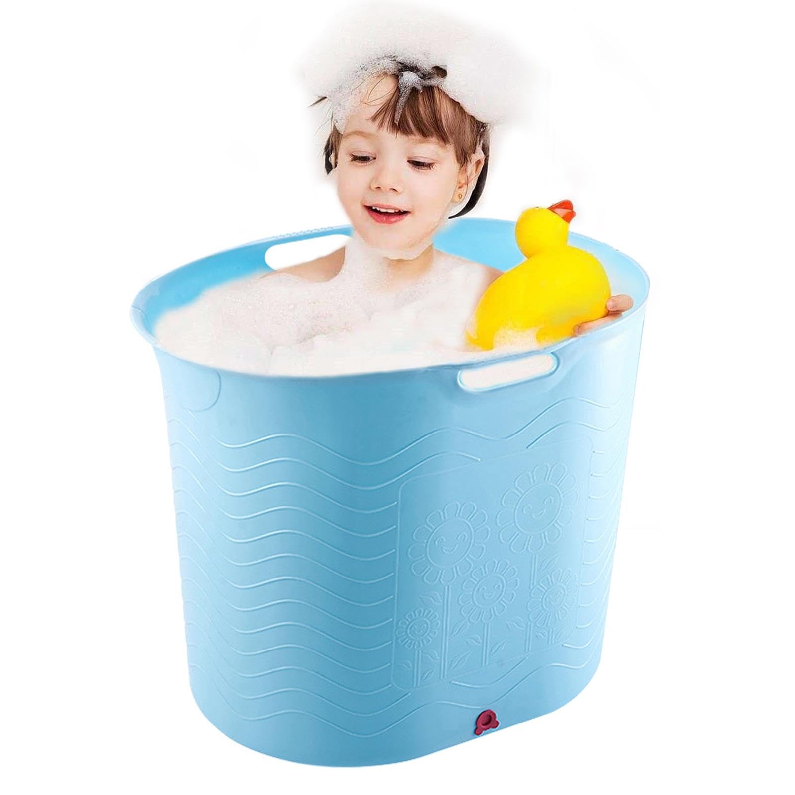 Safe & Portable Baby Bathtub for Toddlers - High Temperature Resistant, Drainage Bottom Design | Large Travel Bathtub Bucket for Newborns & Infants | Perfect for Home, Travel & Outdoor Baby Shower