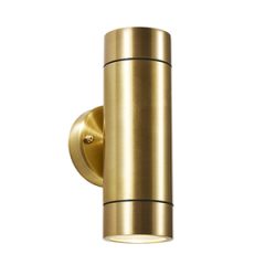 Brac Solid Brass 2-Light Up & Down GU10 Wall Sconce - Premium Brass Finish - Modern Indoor/Outdoor Lighting for Hallway, Bedroom & Patio