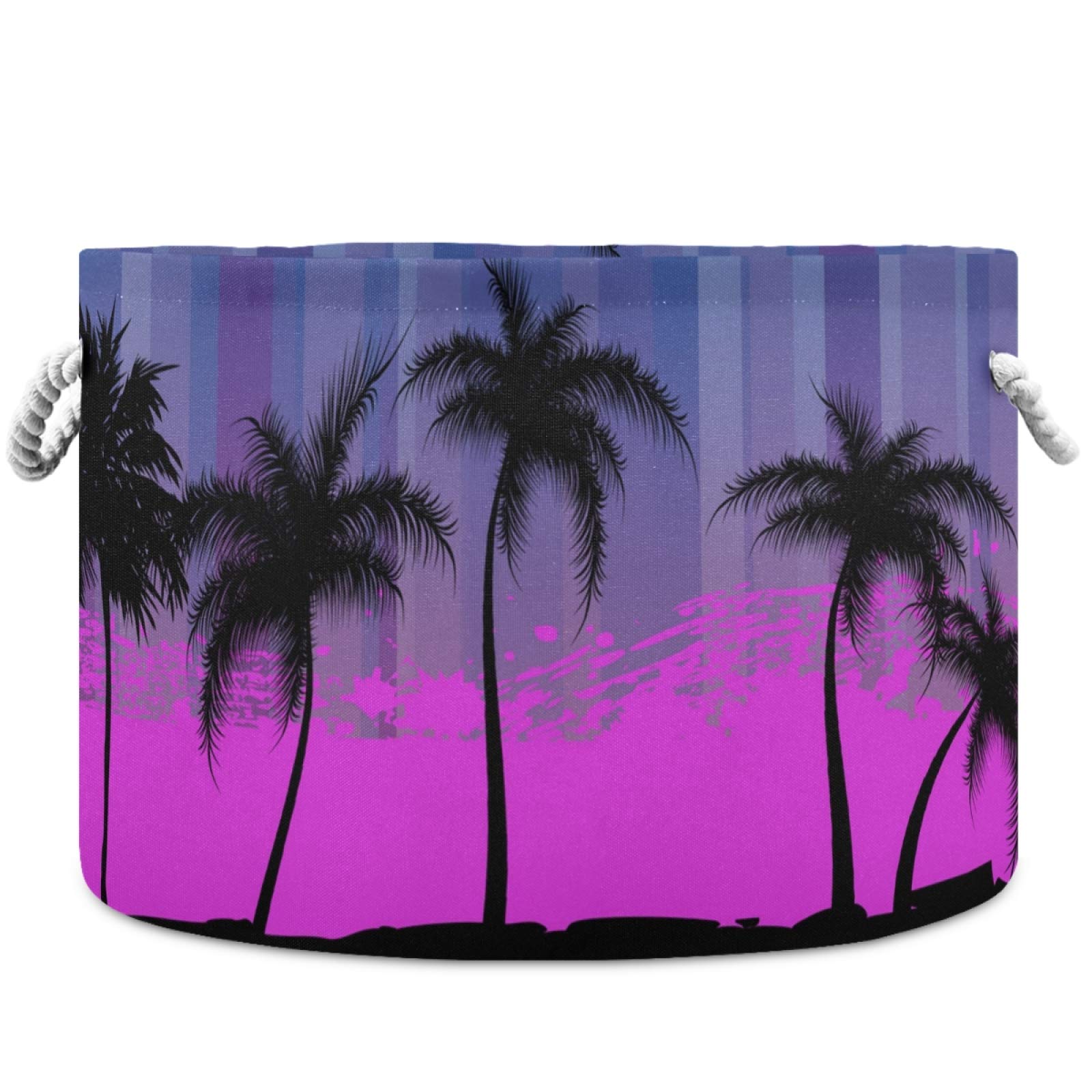 Palm Tree Abstract Canvas Storage Basket - Nursery Hamper, Toy Organizer Bin, Laundry Basket for Kids Room, Playroom & Shelves | Durable Fabric Storage Box for Toys, Clothes & Gifts (Perfect for Home Organization & Child-Friendly Spaces)