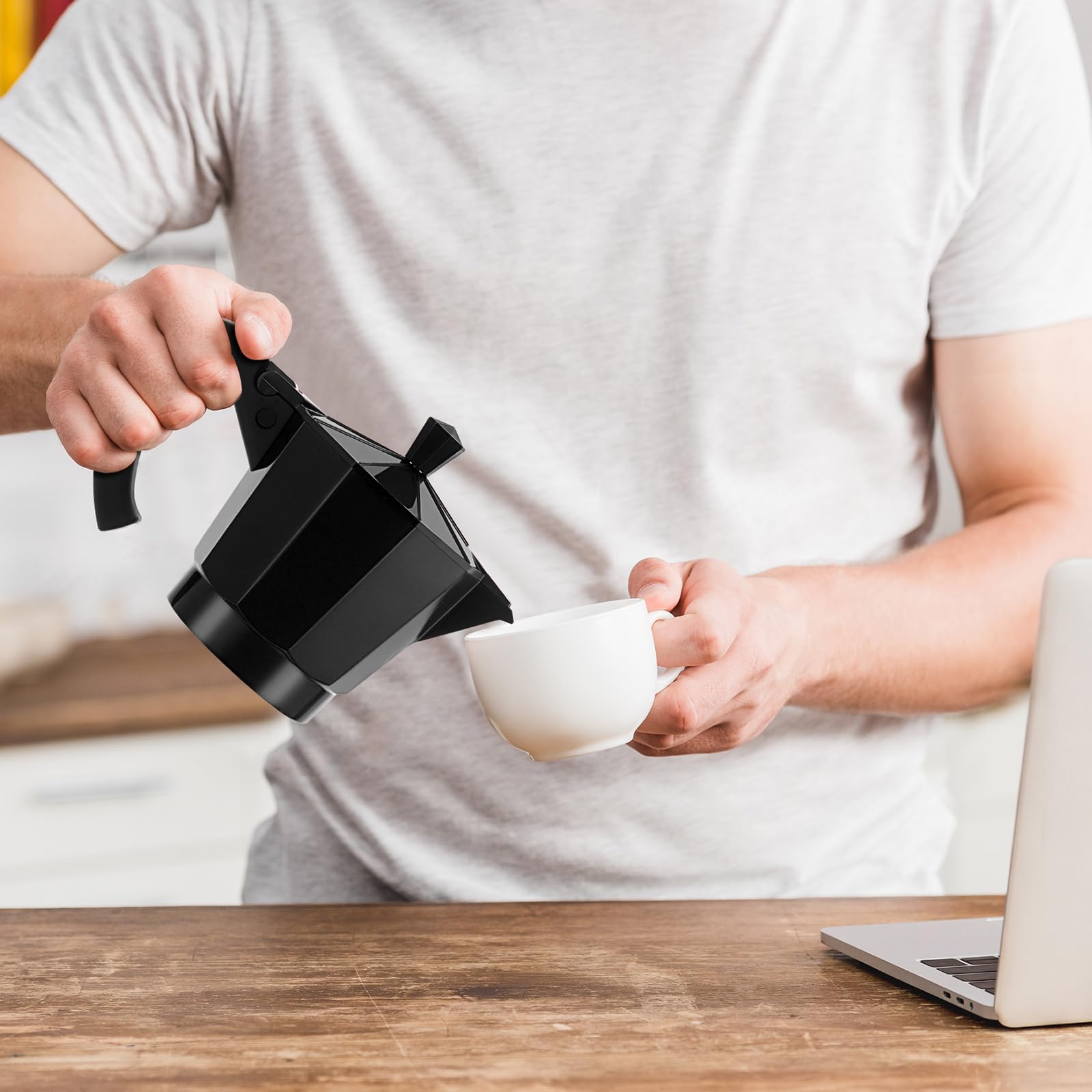 6 Cup Electric Espresso Coffee Maker - Italian Moka Pot 300ml Portable Aluminum Stovetop Coffee Machine with Detachable Base for Home, Office & Travel | Perfect Gift for Coffee Lovers (Black) | Brew Authentic Espresso, Cappuccino & Latte at Home or On-The-Go