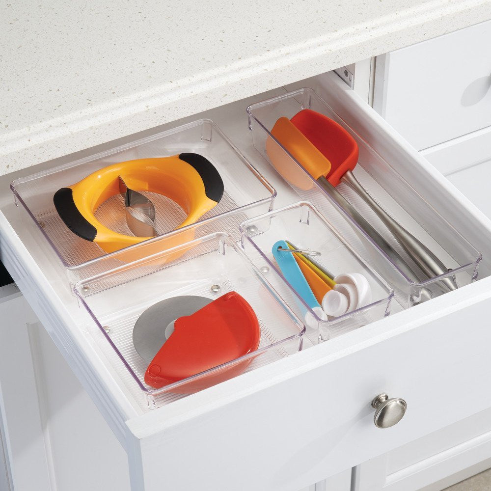 LINUS Square Drawer Organizer 6x6x2 Inches - Clear Plastic Storage Box for Jewelry, Office Supplies & Makeup - Perfect for Home, Office & Travel Organization