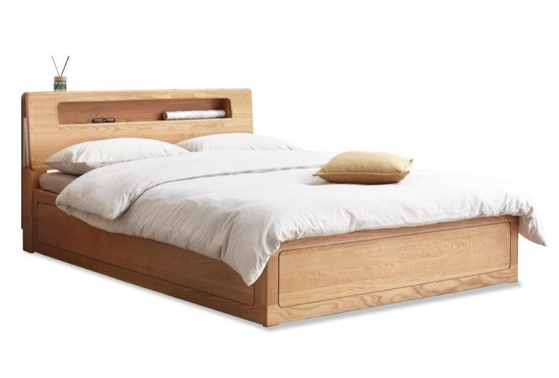 Premium Oak Solid Wood Luminous Box Bed - Durable Nightstand with Glow-in-the-Dark Features for Bedroom, Guest Room, and Kids Room Decor