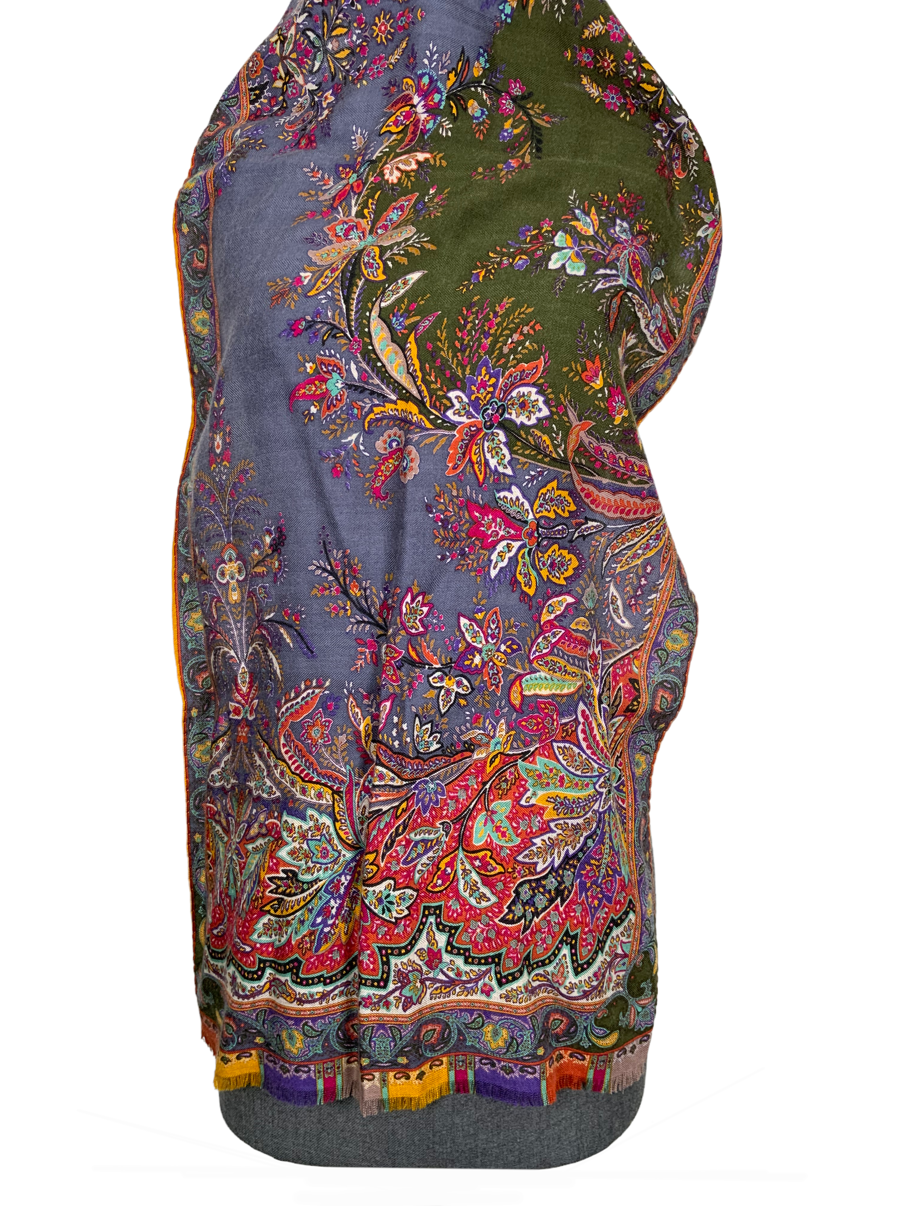 ETRO Paisley Printed Cashmere Fringe Oblong Scarf - Luxury Winter Shawl for Women, Soft & Warm Fashion Accessory - Perfect for Office, Travel & Special Occasions