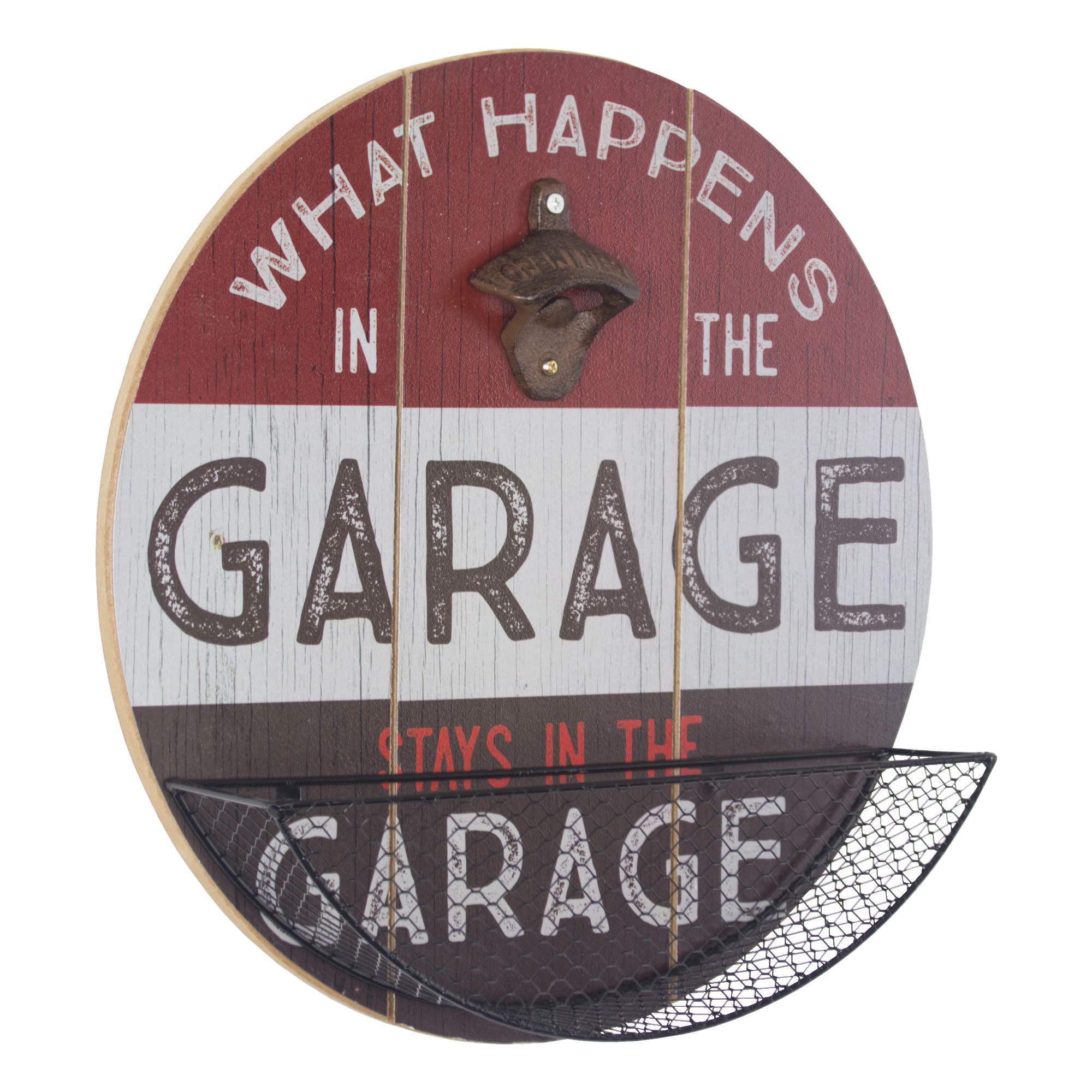 American Art Decor Wall-Mounted Wooden Beer Bottle Opener & Cap Catcher - Rustic Bar Accessory for Man Cave, Garage, Game Room - Perfect for Parties, Home Brewing & Sports Events
