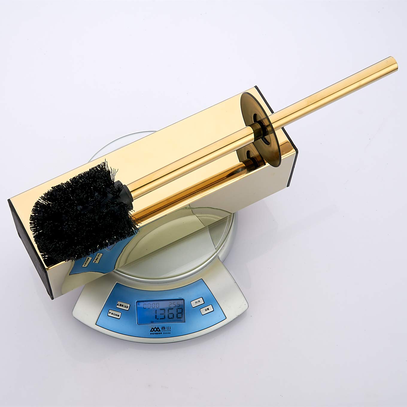 Premium 304 Stainless Steel Toilet Bowl Brush and Holder Set - Space-Saving Bathroom Organizer with Deep Cleaning Covered Brush (Gold) - Ideal for Modern Homes, Apartments & Guest Bathrooms