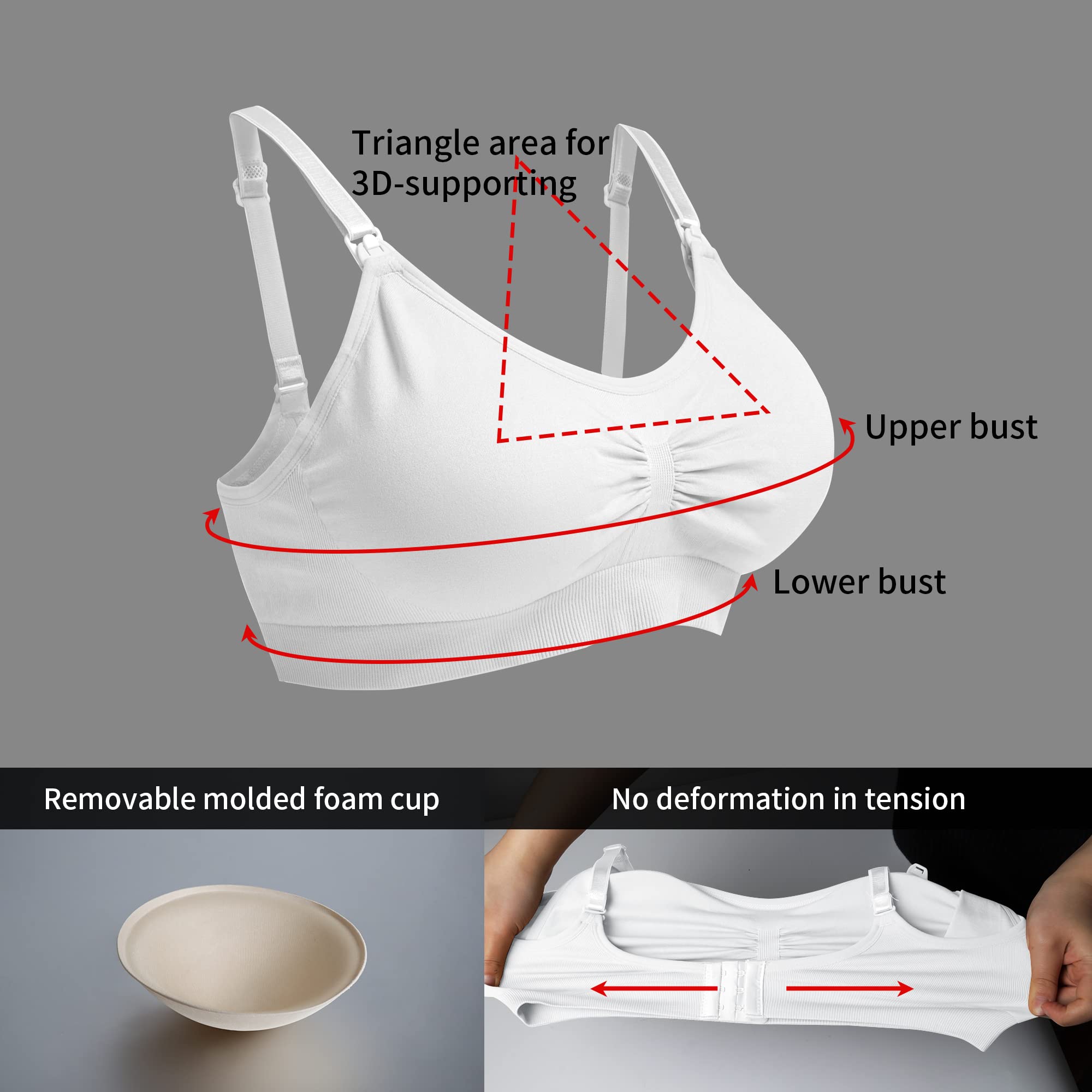 O-WareBaby Seamless Nursing Bra for Women - 3 Pack Maternity & Breastfeeding Bras (S-XXL) - Comfortable Support for Pregnancy, Nursing & Everyday Wear