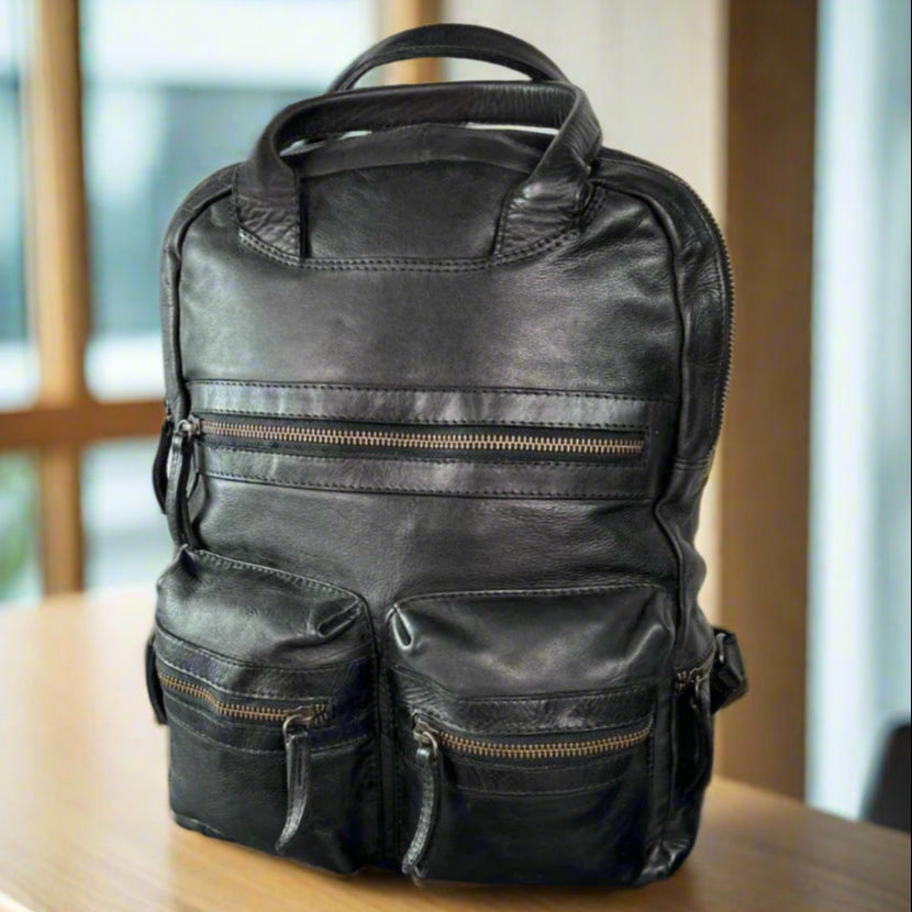 Premium MET Multi-Pocket Leather Backpack with Dual Carry Handles - Stylish & Durable for Work, Travel & College | Water-Resistant Laptop Bag for Men & Women