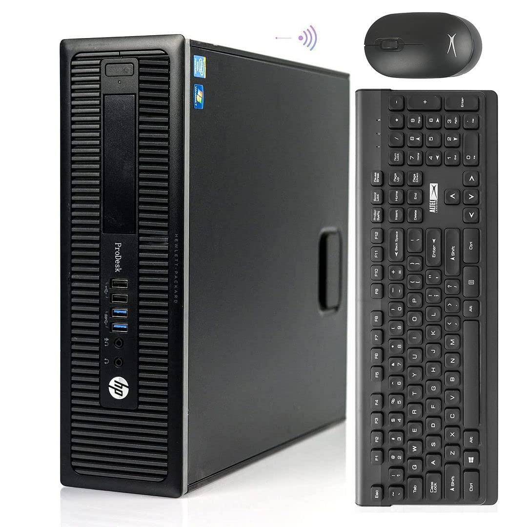 Refurbished HP ProDesk 600 G1 SFF Desktop PC - Intel Core i7, Windows 10 Pro, 8GB RAM, 512GB SSD, WiFi, Bluetooth, HDMI/DP/VGA, DVD, USB Ports - Includes Wireless Keyboard & Mouse + Mouse Pad (Renewed) - Perfect for Home Office, Business Computing & Everyday Tasks