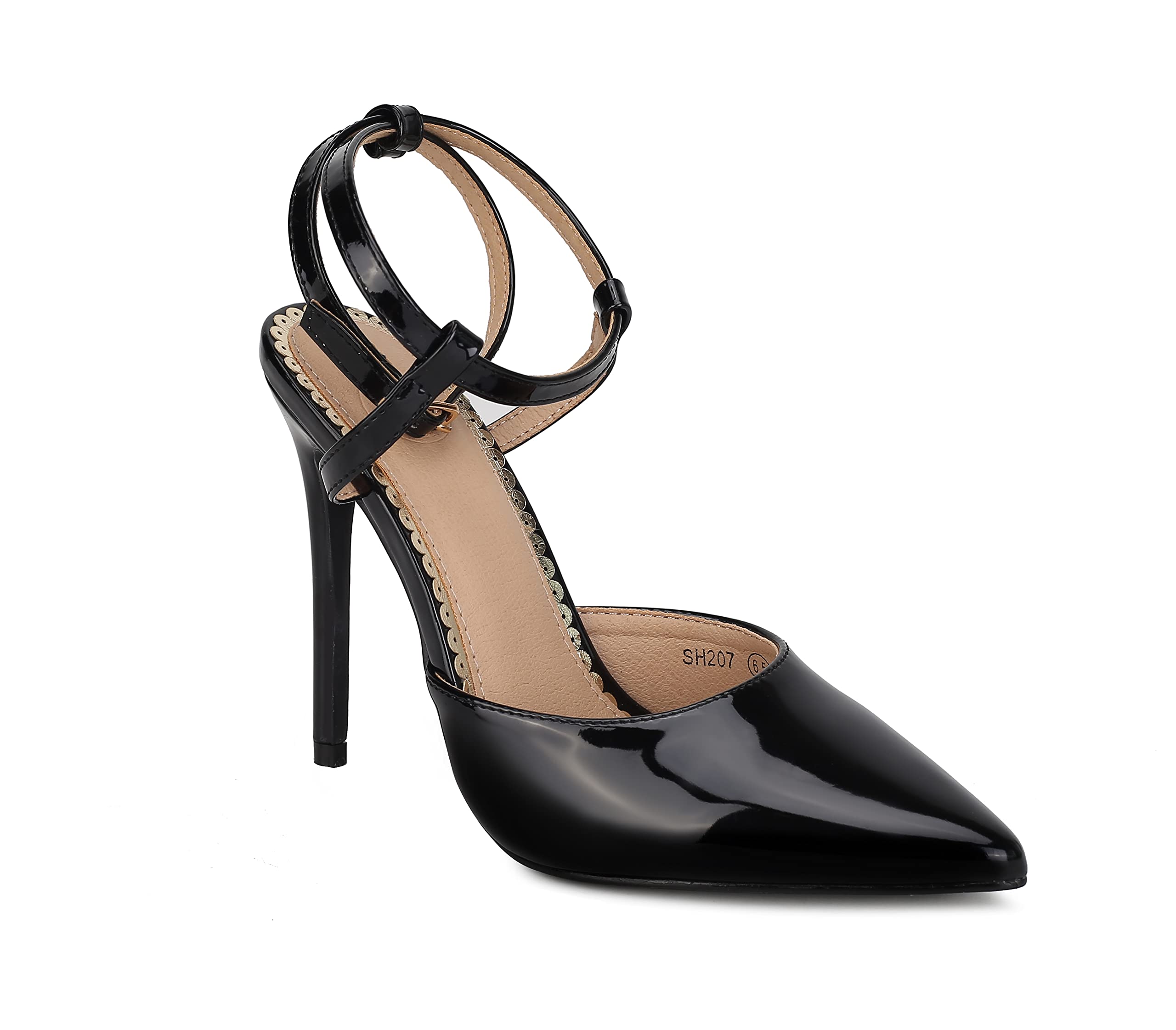 MKF Collection Women's Stiletto High Heels - Pointy Toe Ankle Strap Pumps for Party, Wedding & Evening Events - Sexy Dress Shoes for Women