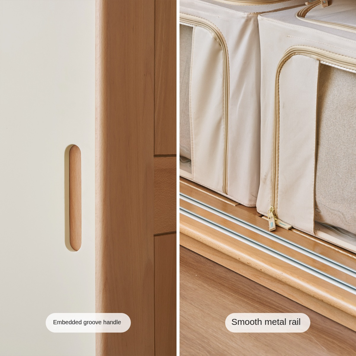 Solid Wood Beech & Poplar Nordic Sliding Door Wardrobe - Modern Closet for Bedroom, Living Room, and Entryway Storage
