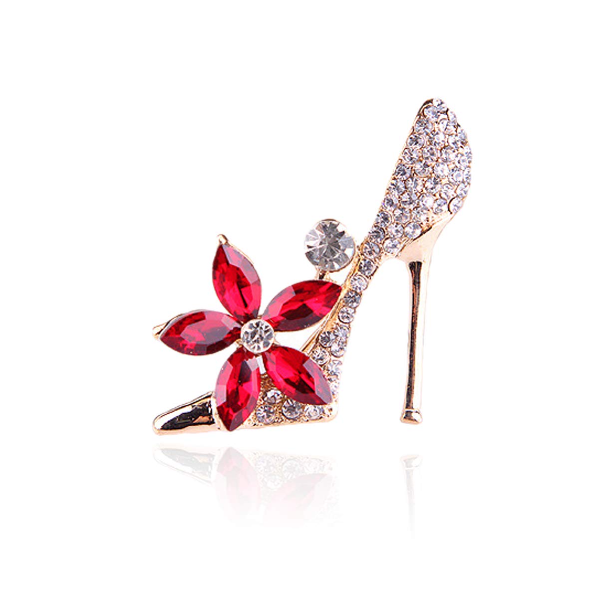 Elegant Gold Plated Cubic Austrian Crystal High-Heel Shoe Brooch Pin - Fashion Jewelry Gift for Women | Perfect for Weddings, Parties & Special Occasions