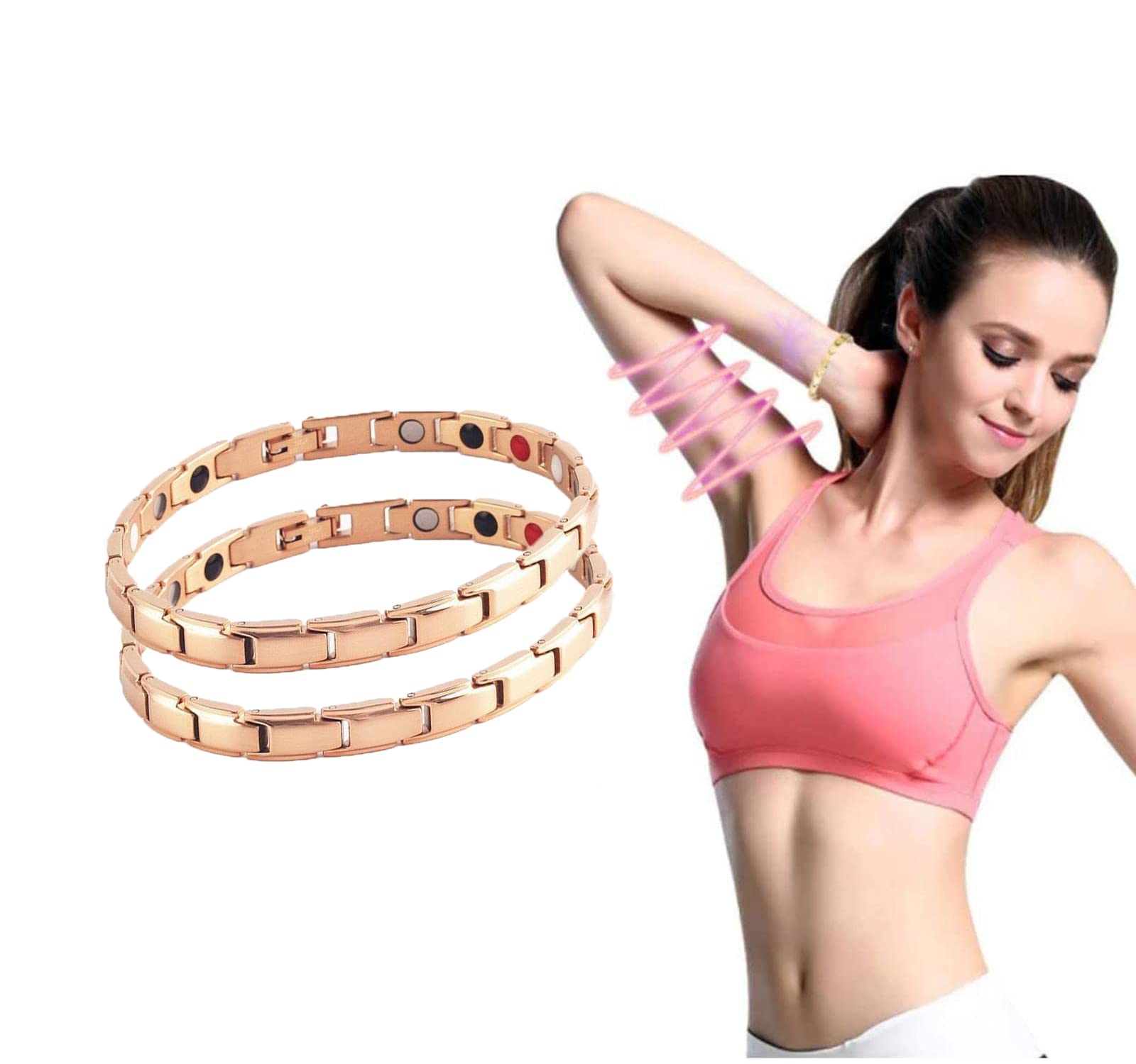 AQWEI Titanium Magnetic Bracelet for Lymphatic Drainage & Weight Loss - Slimming Magnetic Therapy Bracelet for Women & Men - Perfect for Fitness, Wellness & Daily Wear
