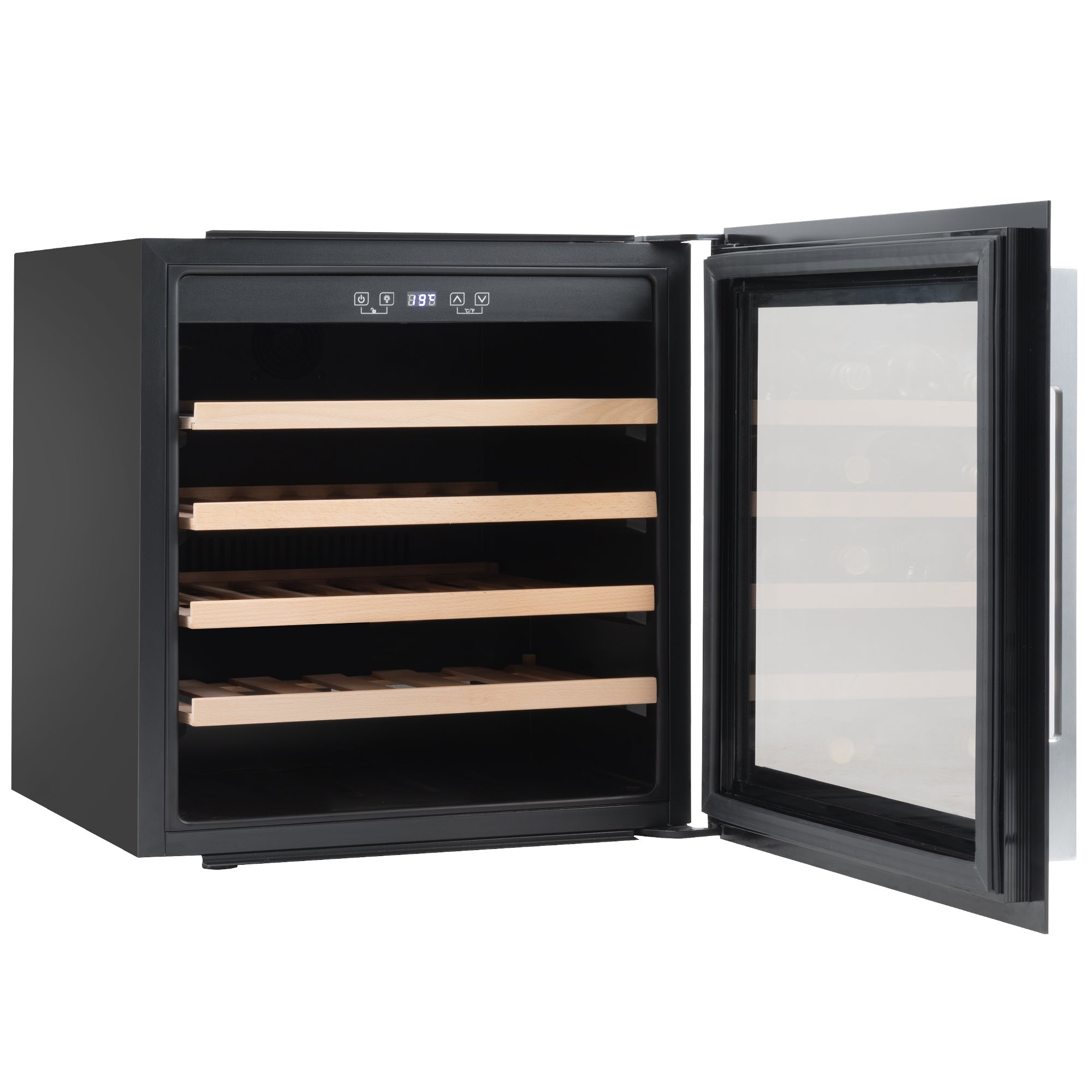 60cm Built-In 36 Bottle Wine Cooler Refrigerator with Beech Wood Shelves - Black DH206 | Perfect for Home Bars, Restaurants & Wine Cellars | Energy Efficient Cooling for Optimal Wine Storage