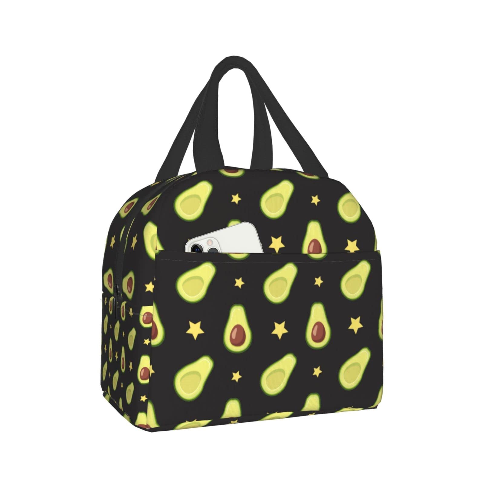**Insulated Avocado & Stars Lunch Bag - Reusable Cooler Tote for Work, Picnic & Travel - Bento Box & Shopping Bag for Adults, Men & Women - Perfect for Office, School & Outdoor Activities**