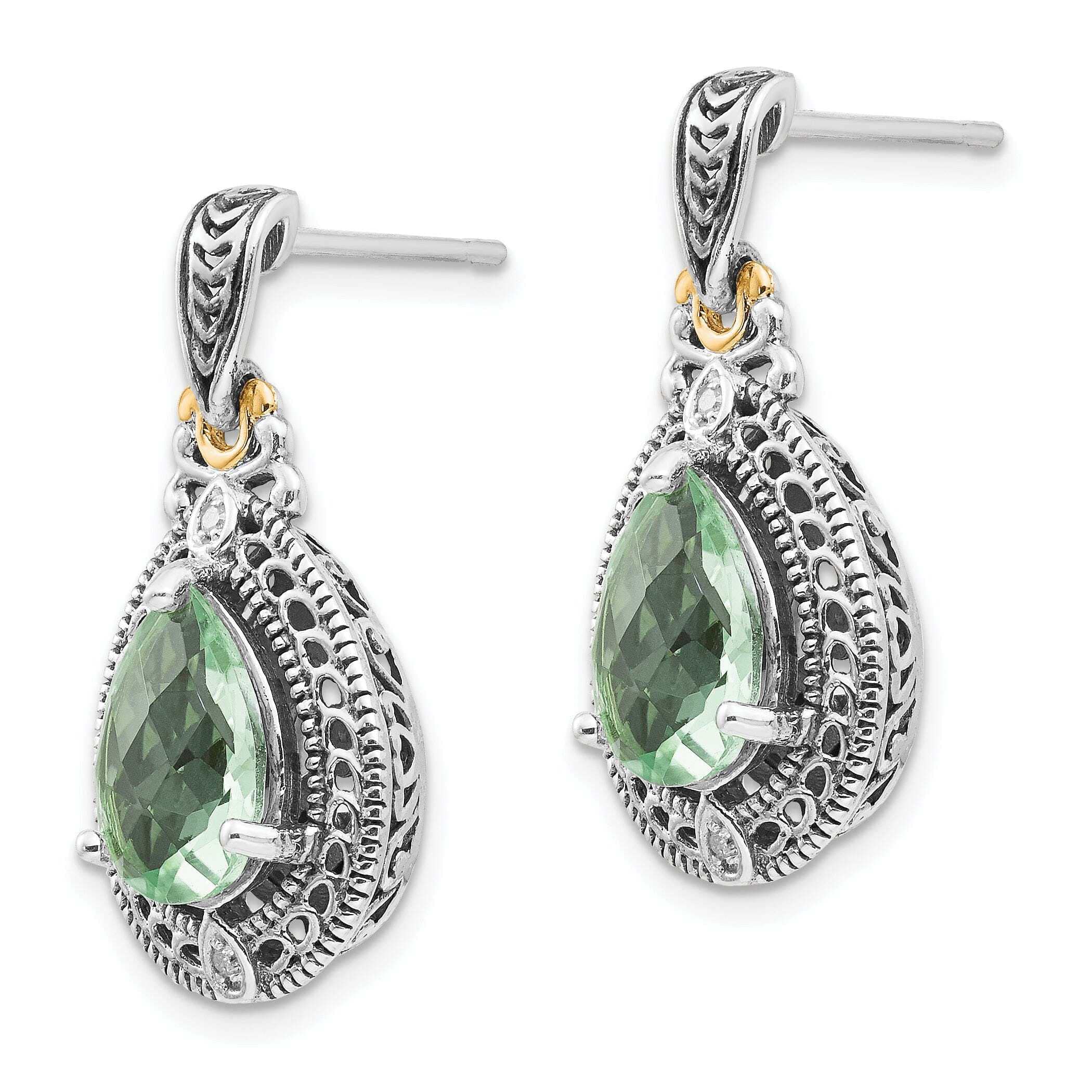 Sterling Silver Gold Diamond Quartz Earrings for Women - Elegant Dangle Drop Earrings for Party, Wedding & Everyday Wear