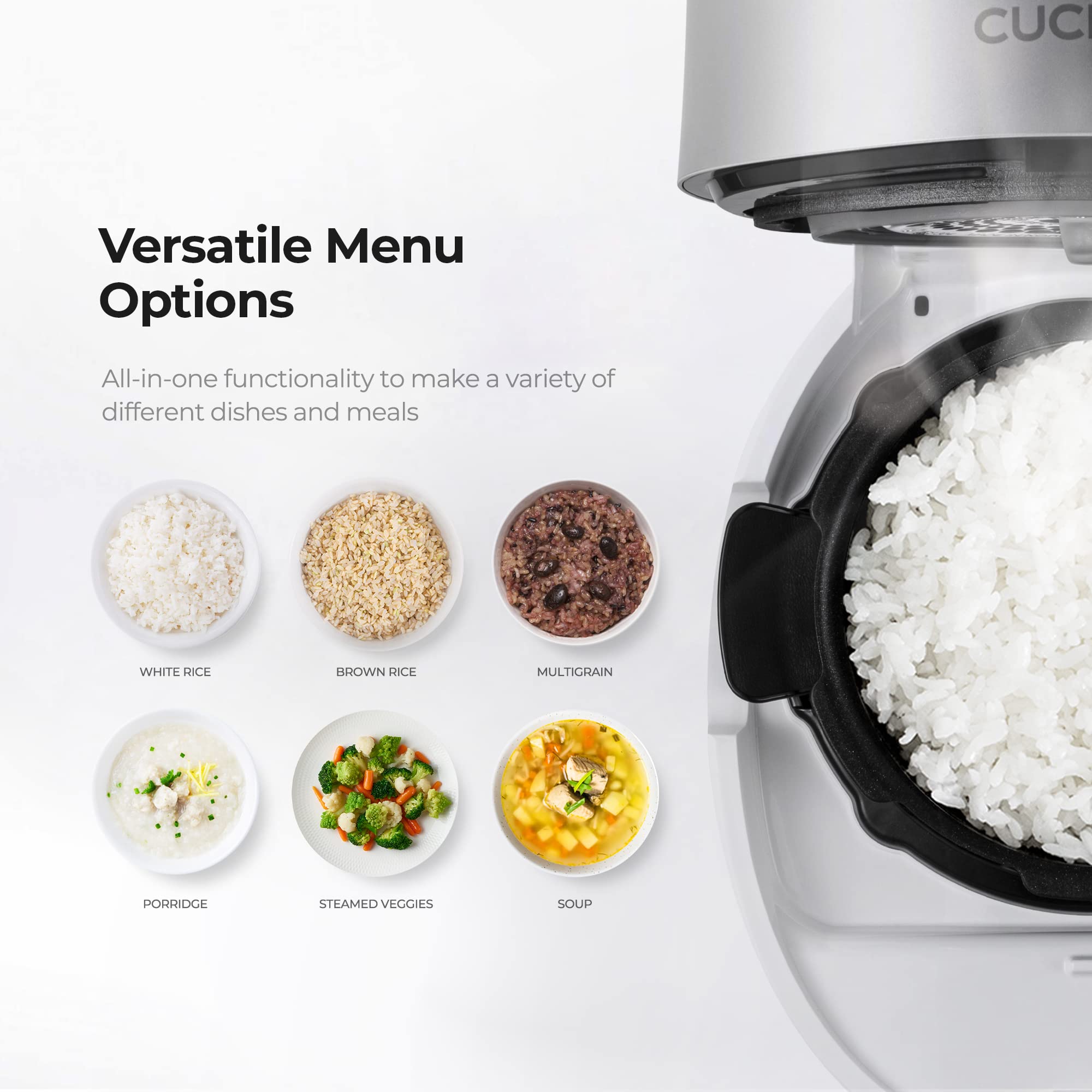 CUCKOO CRP-MHTR0309F 3-Cup Uncooked / 6-Cup Cooked Induction Heating Twin Pressure Rice Cooker with Nonstick Inner Pot - 15 Menu Modes, 3 Voice Guides & Auto Clean (White) | Perfect for Small Families, Dorm Rooms & Office Kitchens