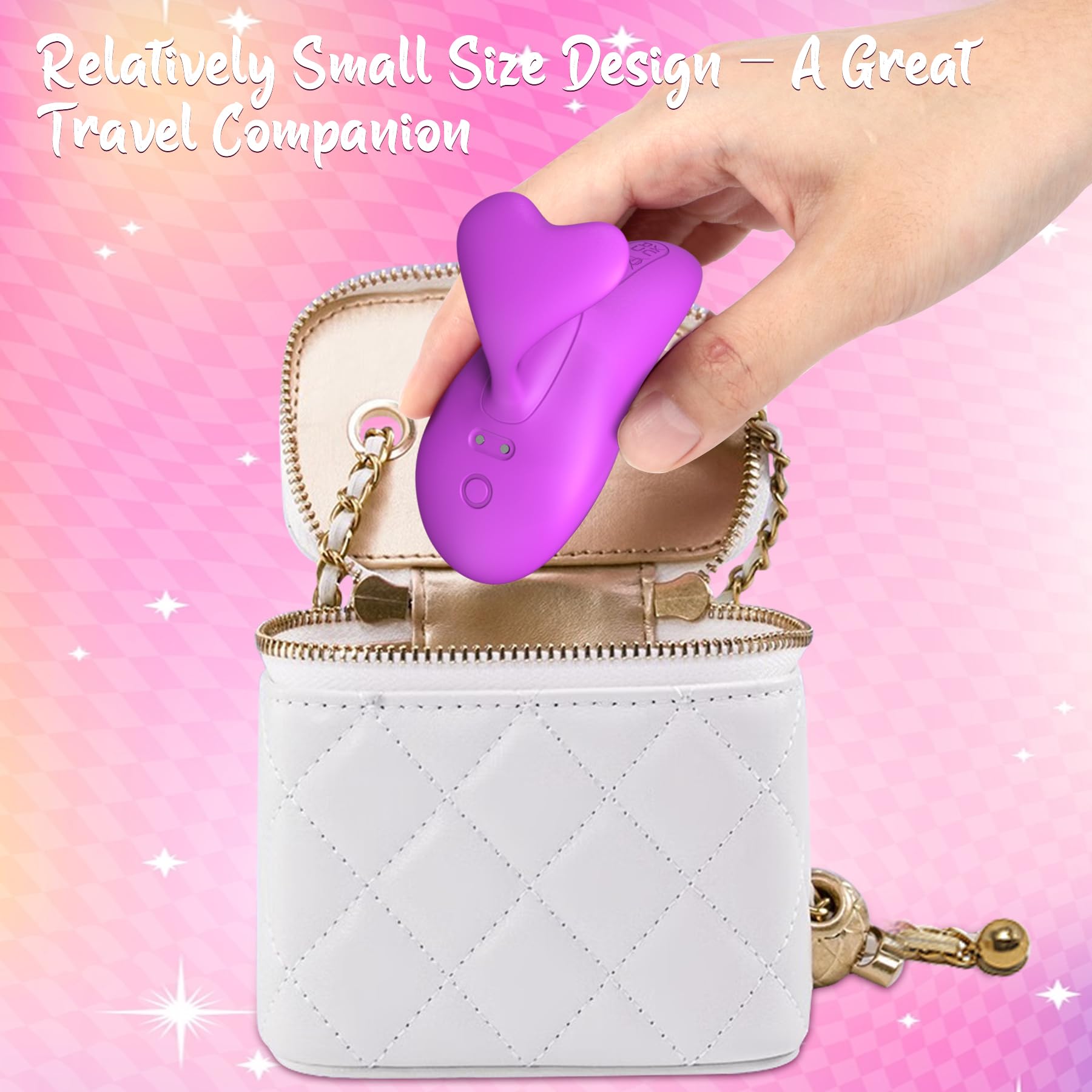 Mini Vibrator - Discreet & Quiet Adult Sex Toy for Women, Finger Vibrator with Heart Handle for Clit & Nipple Stimulation - Perfect for Solo Play & Couples Pleasure - Use at Home, Travel or Romantic Nights