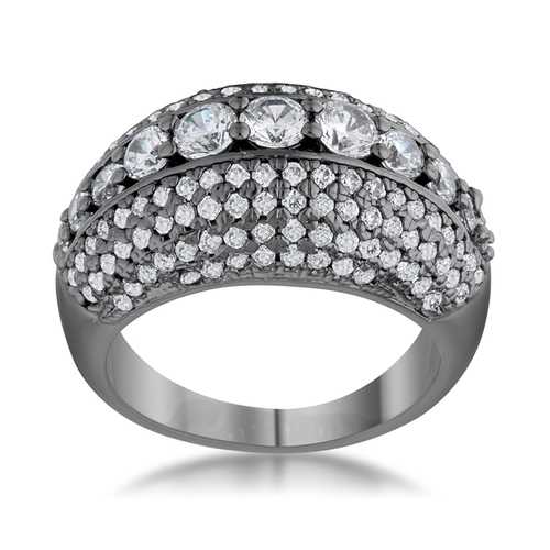 1.5ct Krista CZ Hematite Contemporary Cocktail Ring for Women - Elegant Statement Jewelry for Parties, Weddings & Special Occasions